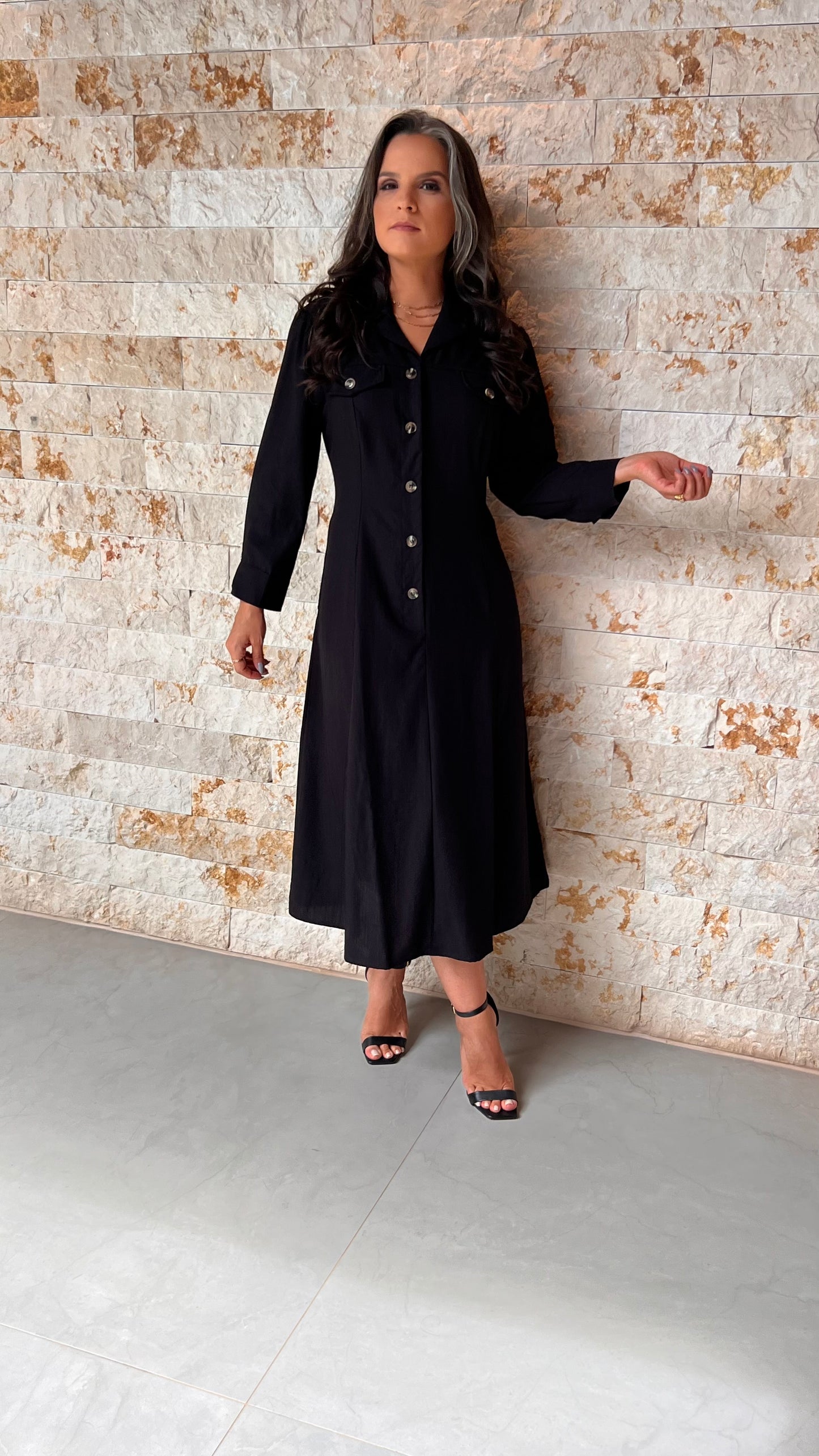 Vestido Chemisse Botões MAZ- Preto 5712