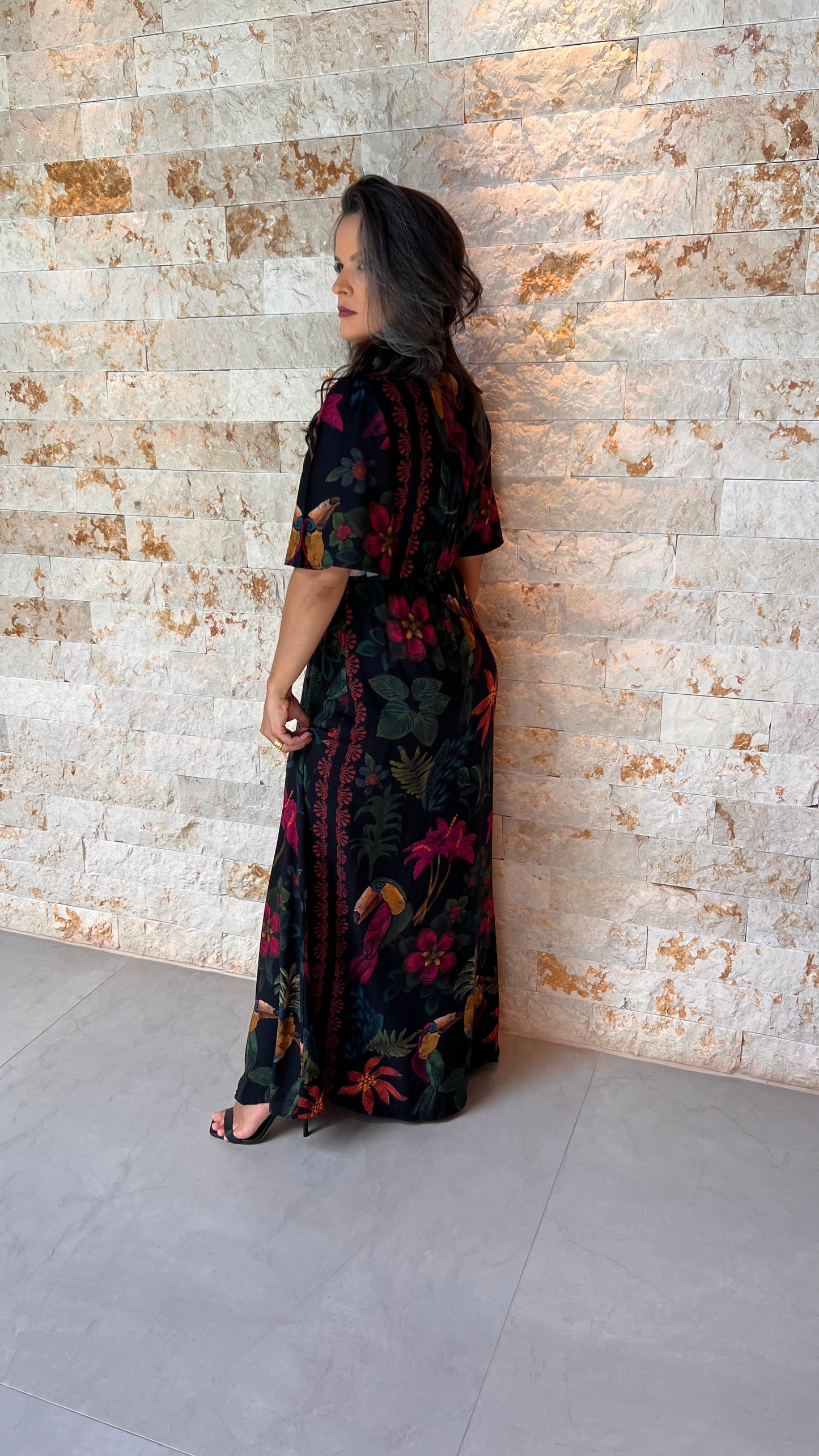 Vestido Longo Trico Busto Tucano ARTE- Estampado 5608