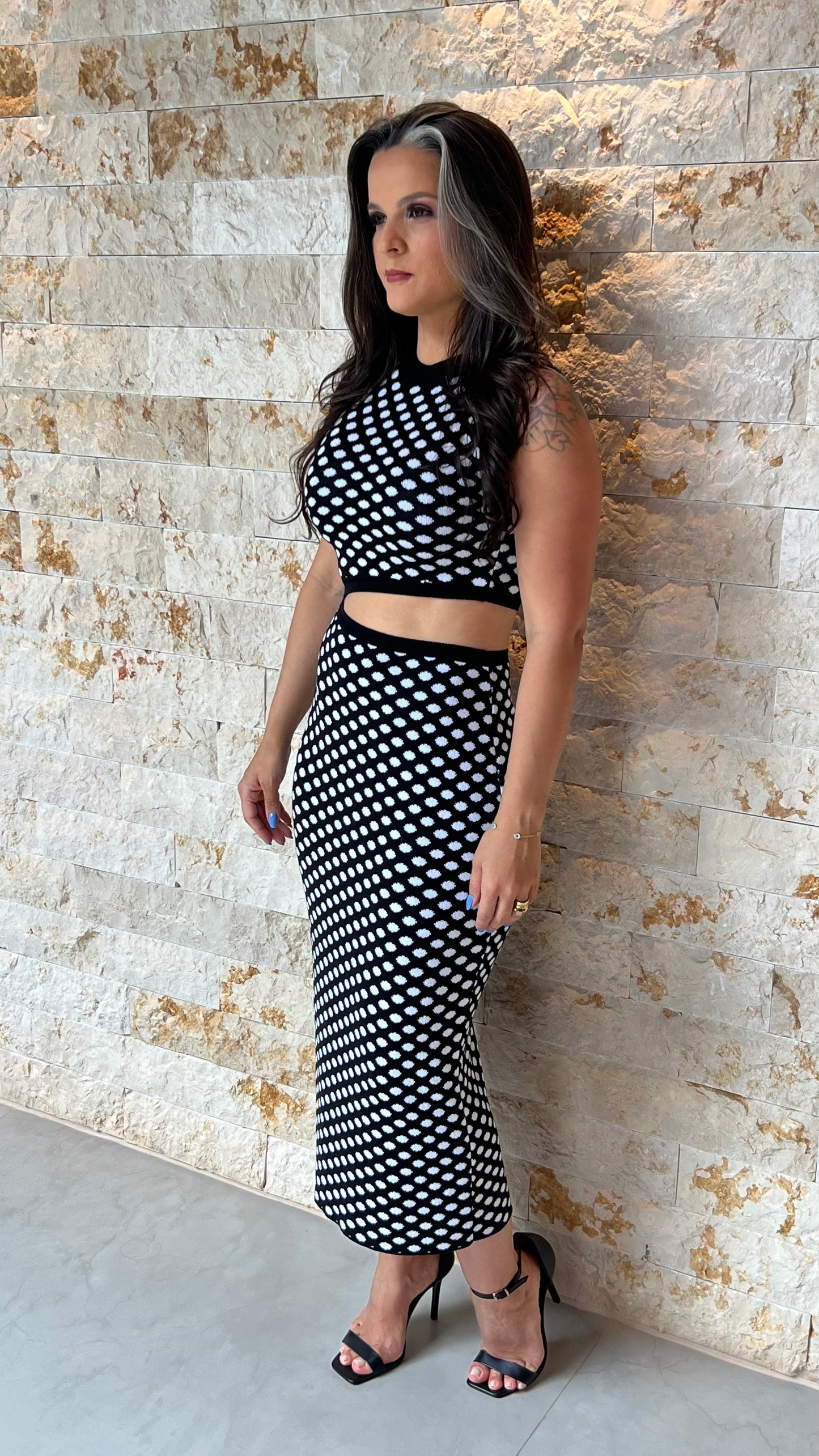 Vestido Midi Tricô POLI- Preto 5893