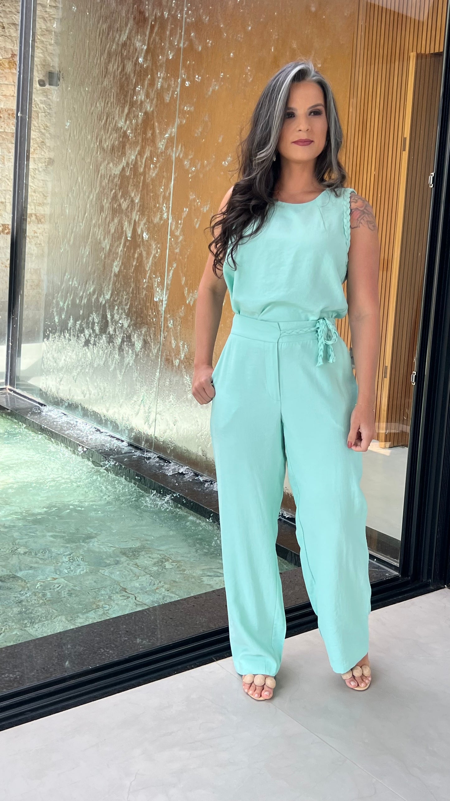 Conjunto Calça Amarração Cropped ARA- Verde 5862