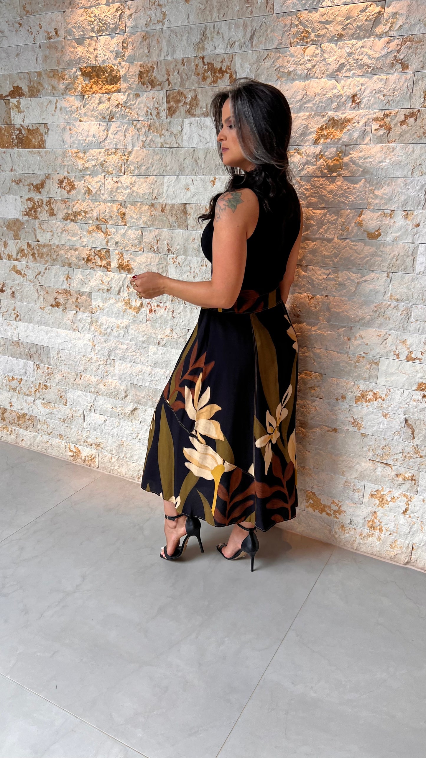 Saia Midi Prespotada PIS- Estampado 5642