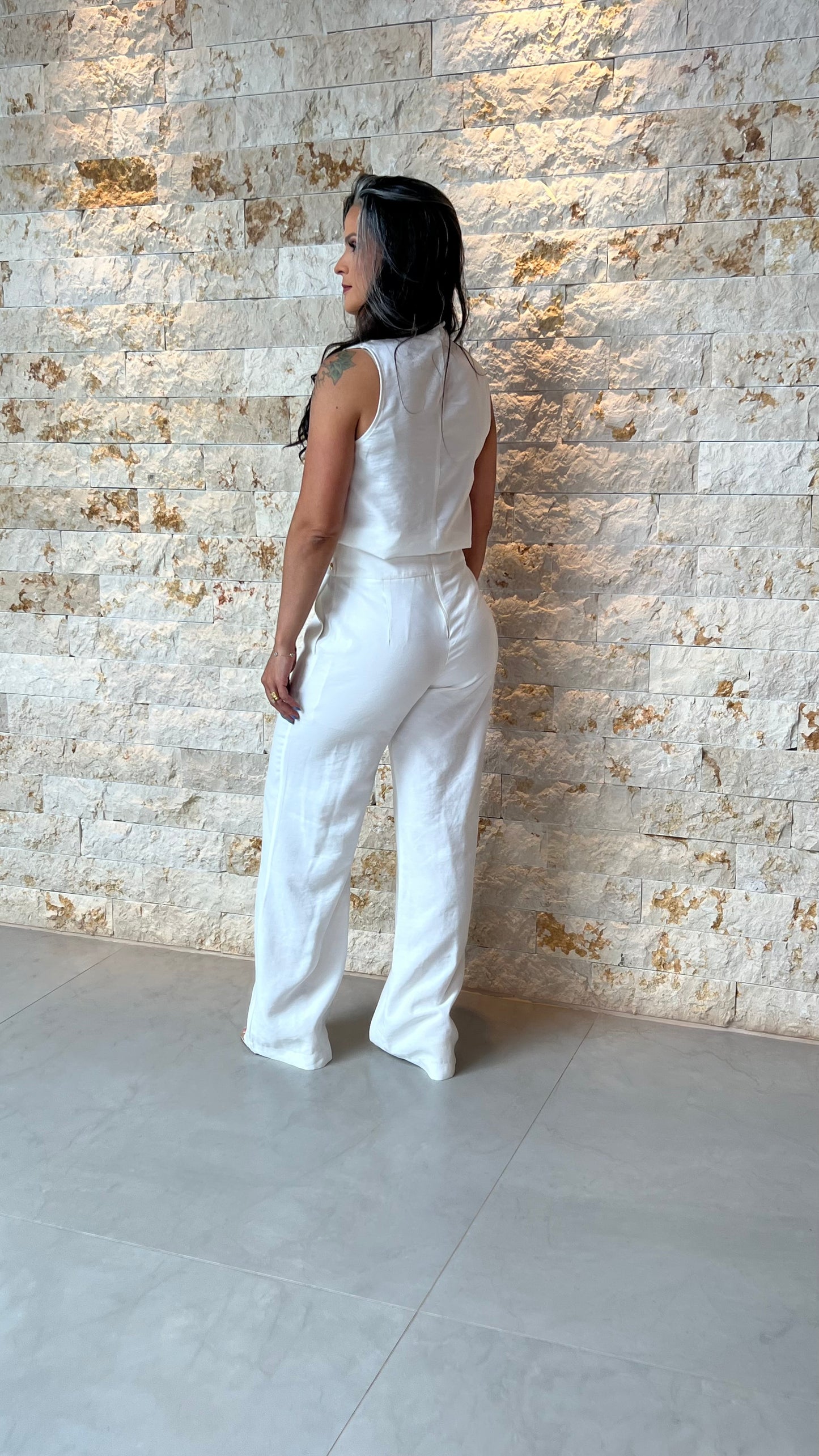 Conjunto Calça e Blusa Botões JEN- Branco 5892