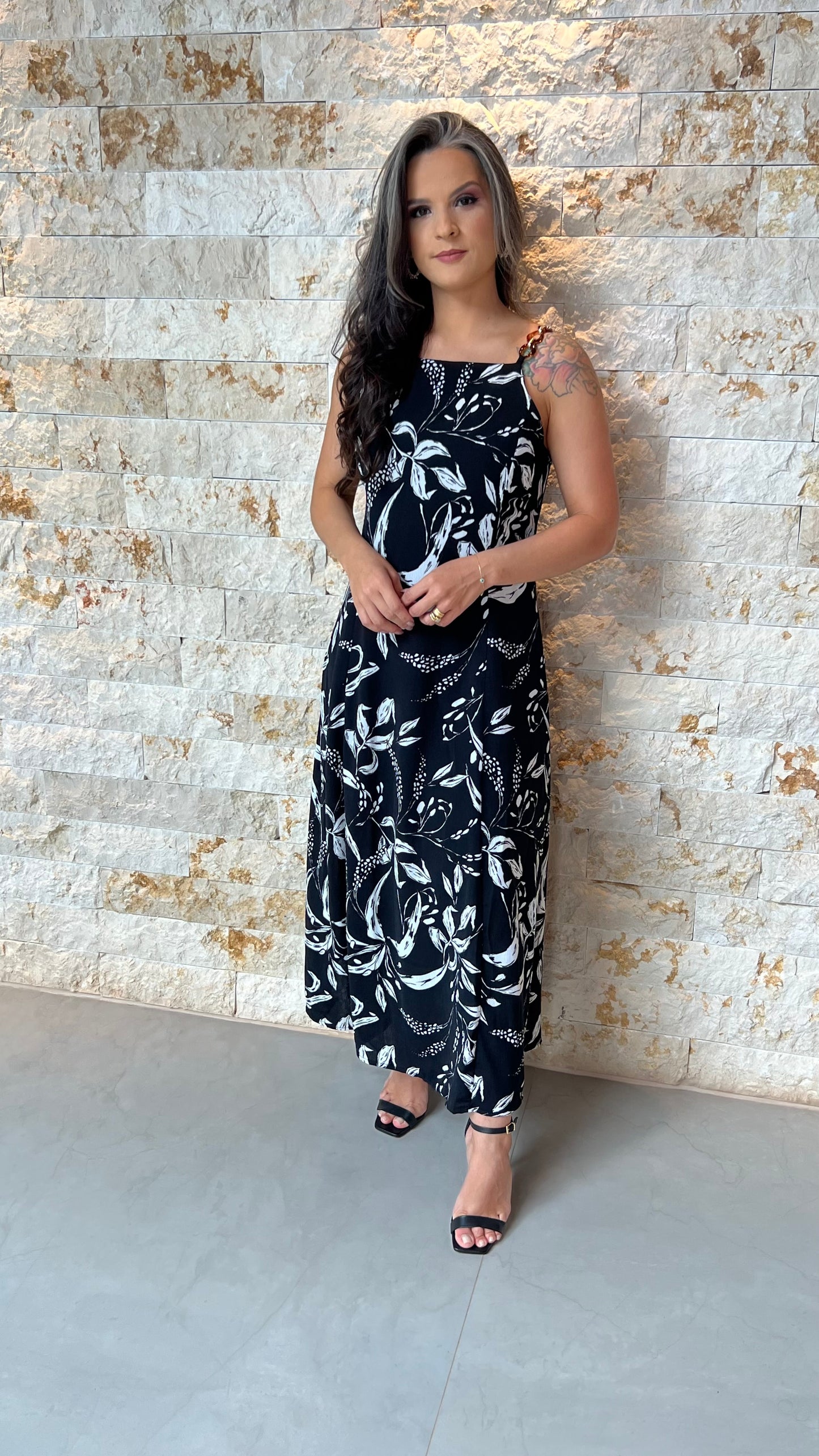 Vestido Midi Alça Fivela ALO- Estampado 5928