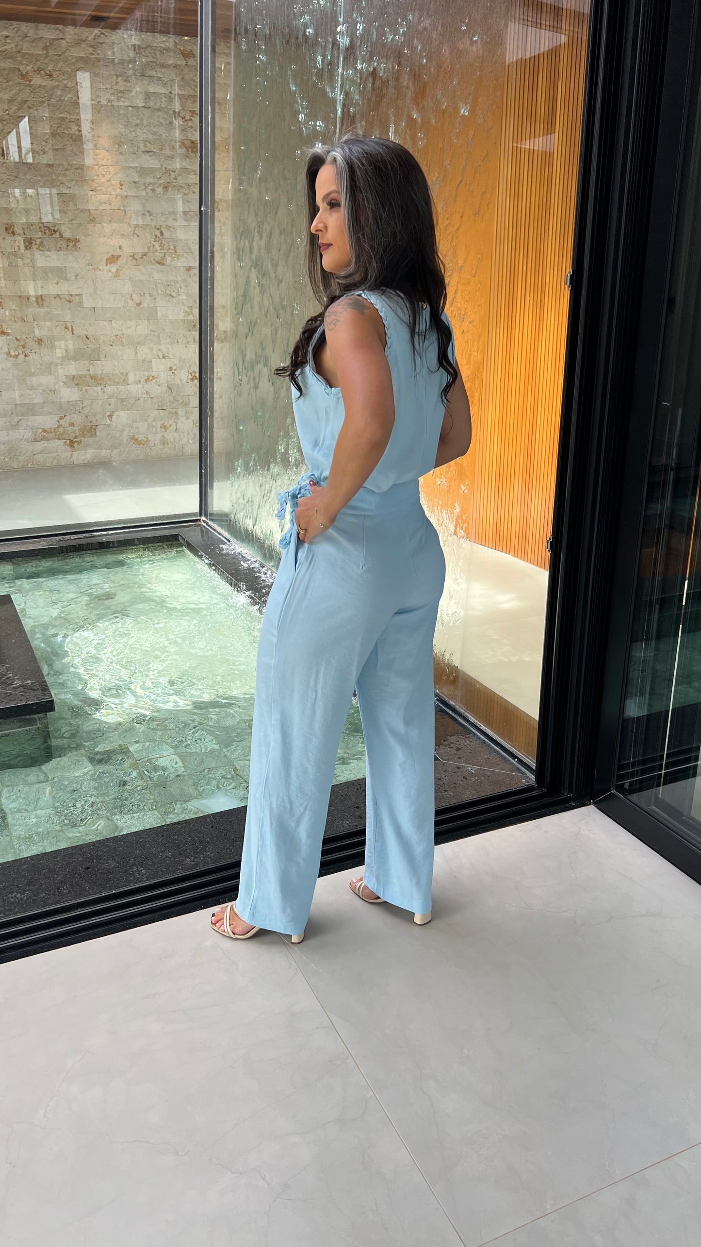 Conjunto Calça Amarração Cropped ARA- Azul 5862