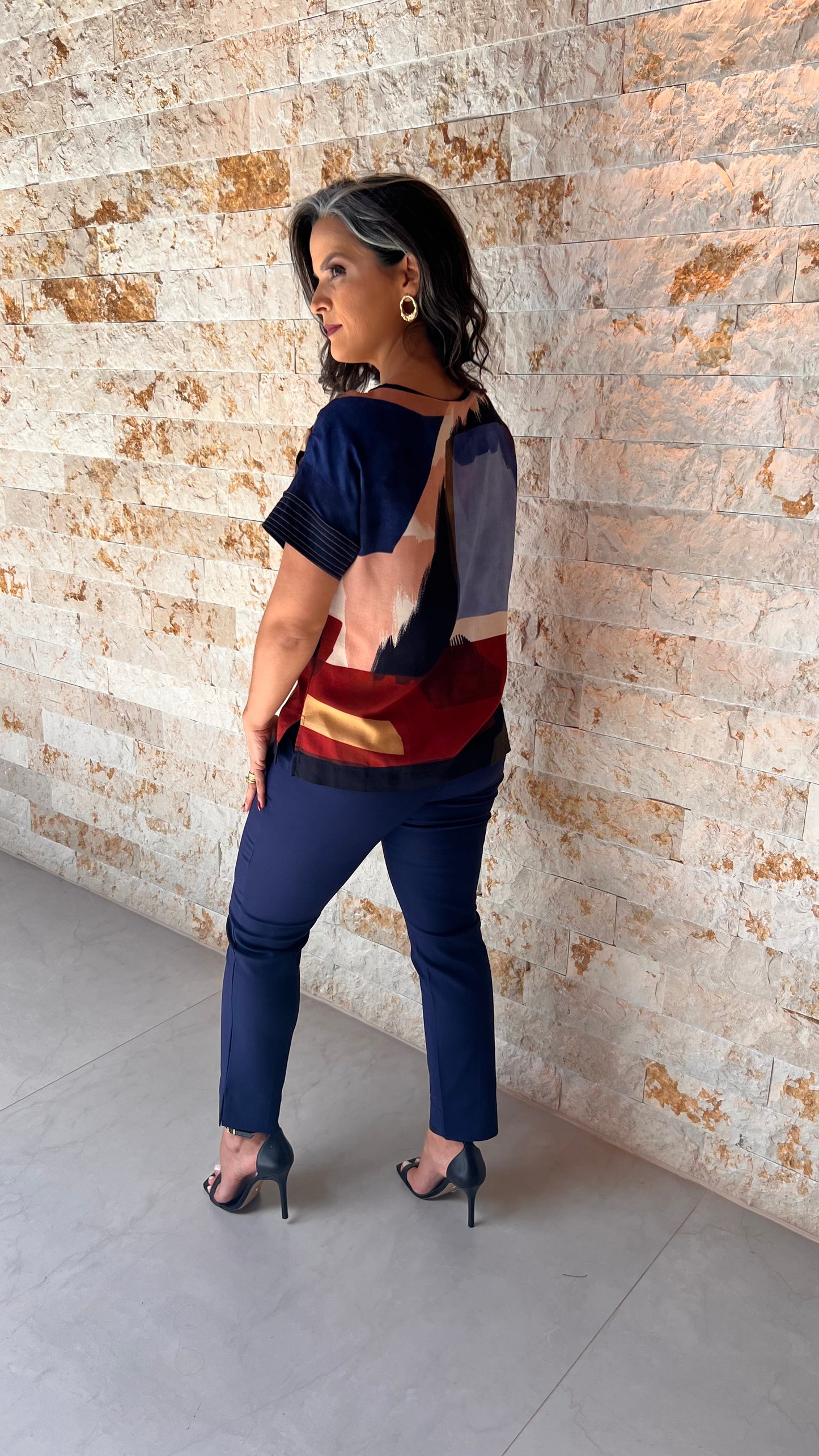 Blusa Abstrata Manga PIS- Estampado 5620