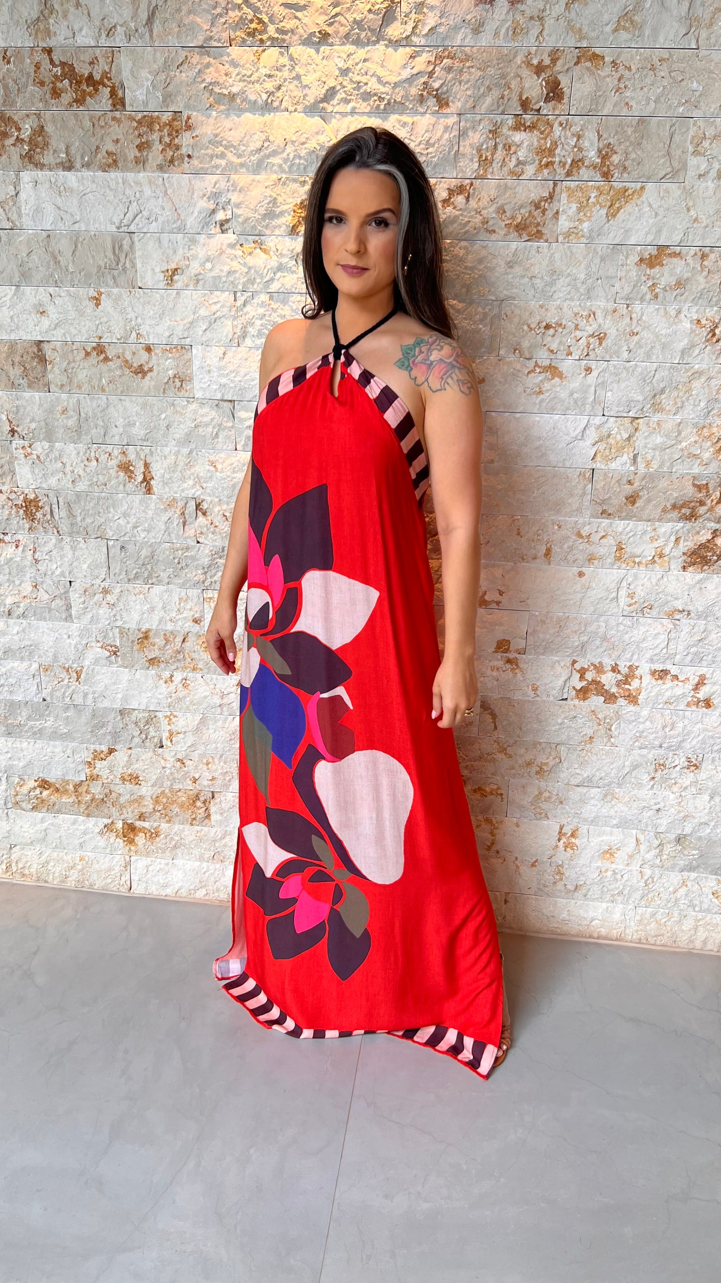 Vestido Longo Super Caju ARTE- Laranja 5438