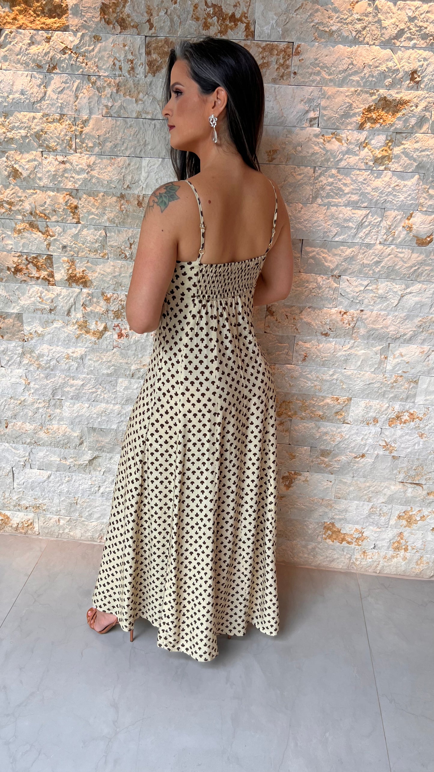 Vestido Midi Corrente Acrílico Rec Busto PIS - Estampa 2 5465