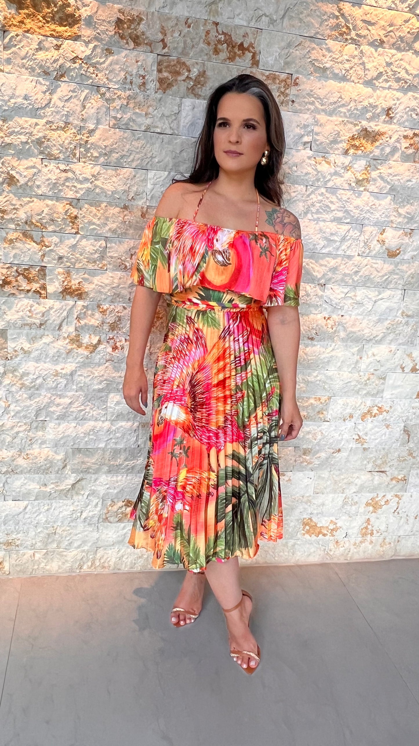 Conjunto Saia e Cropped Plissado - Estampado 5330