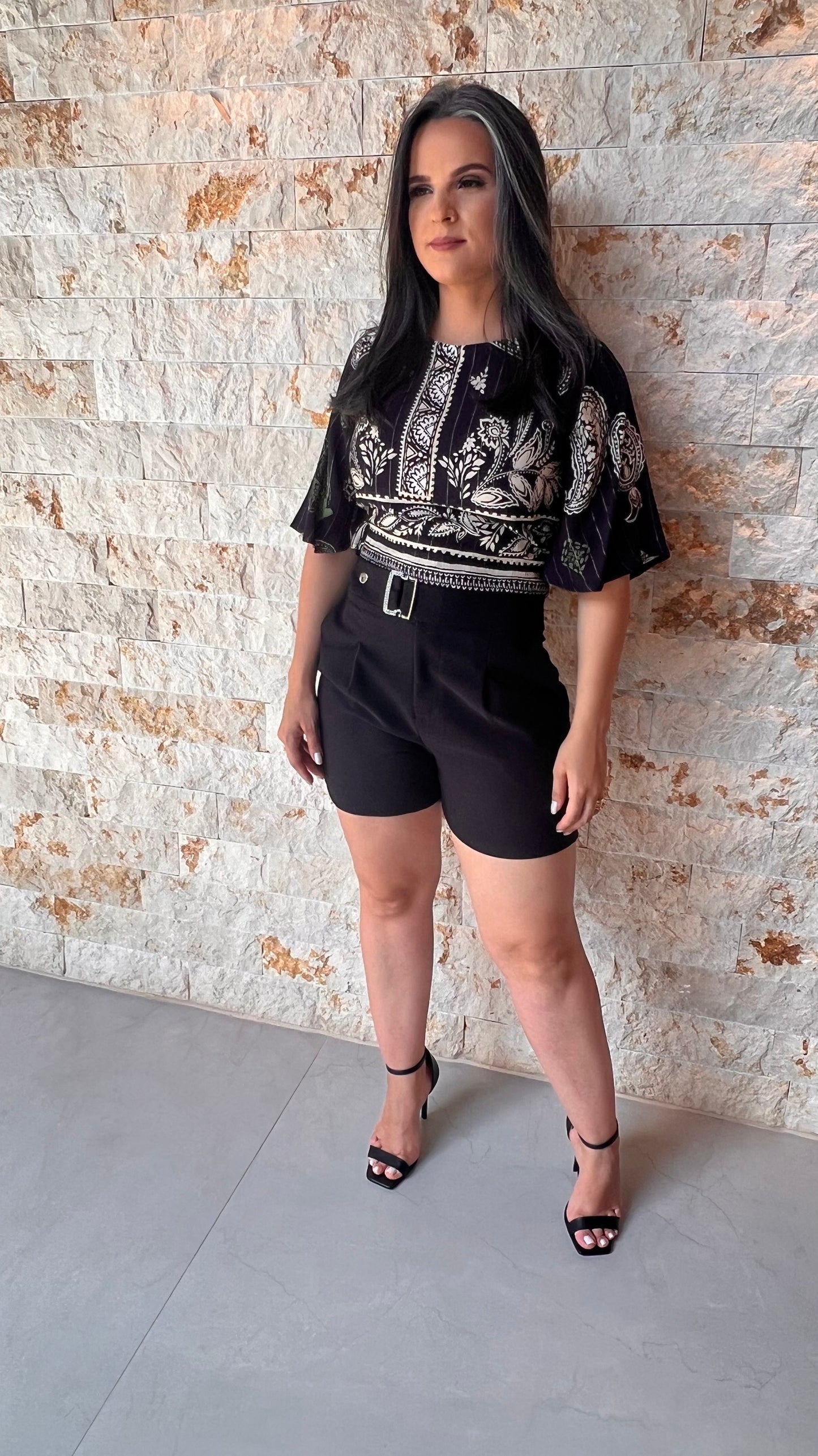 Short Alfaitaria Fivela Prata LA- Preto 5347