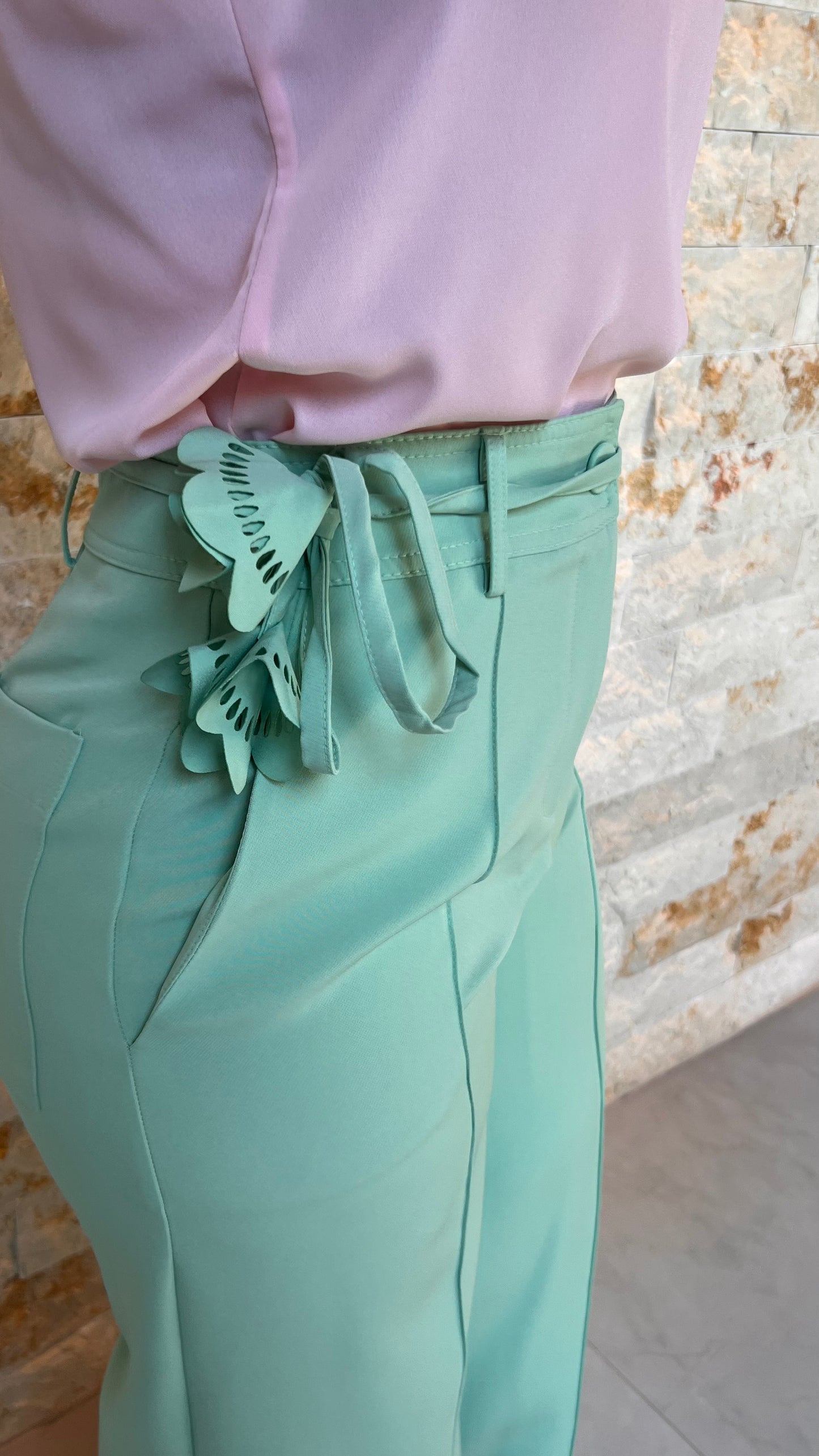 Calça Cinto Flor KA - Liso Verde 5357