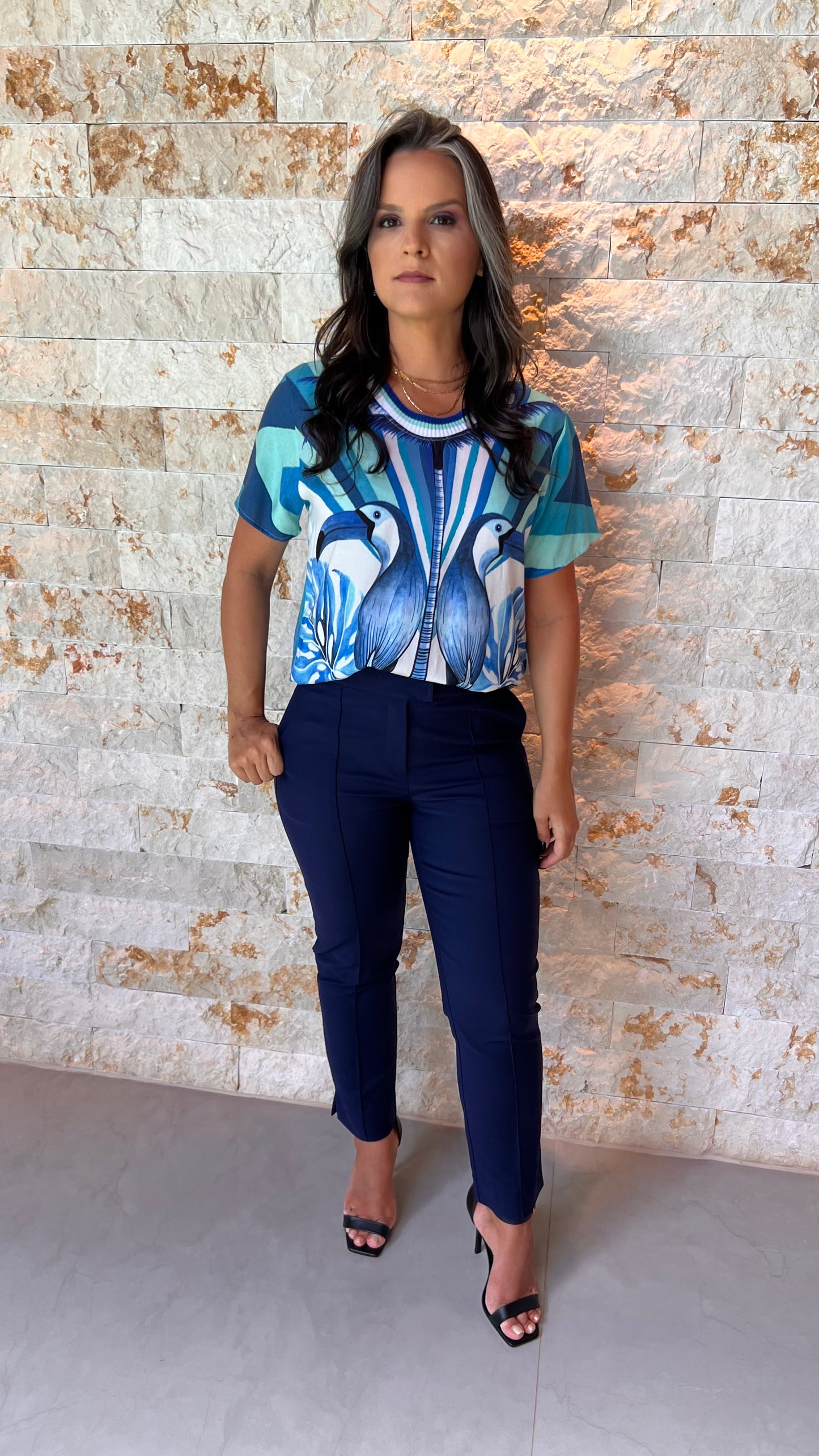 Blusa Tucano Duplo ARTE- Azul Estampado 5544