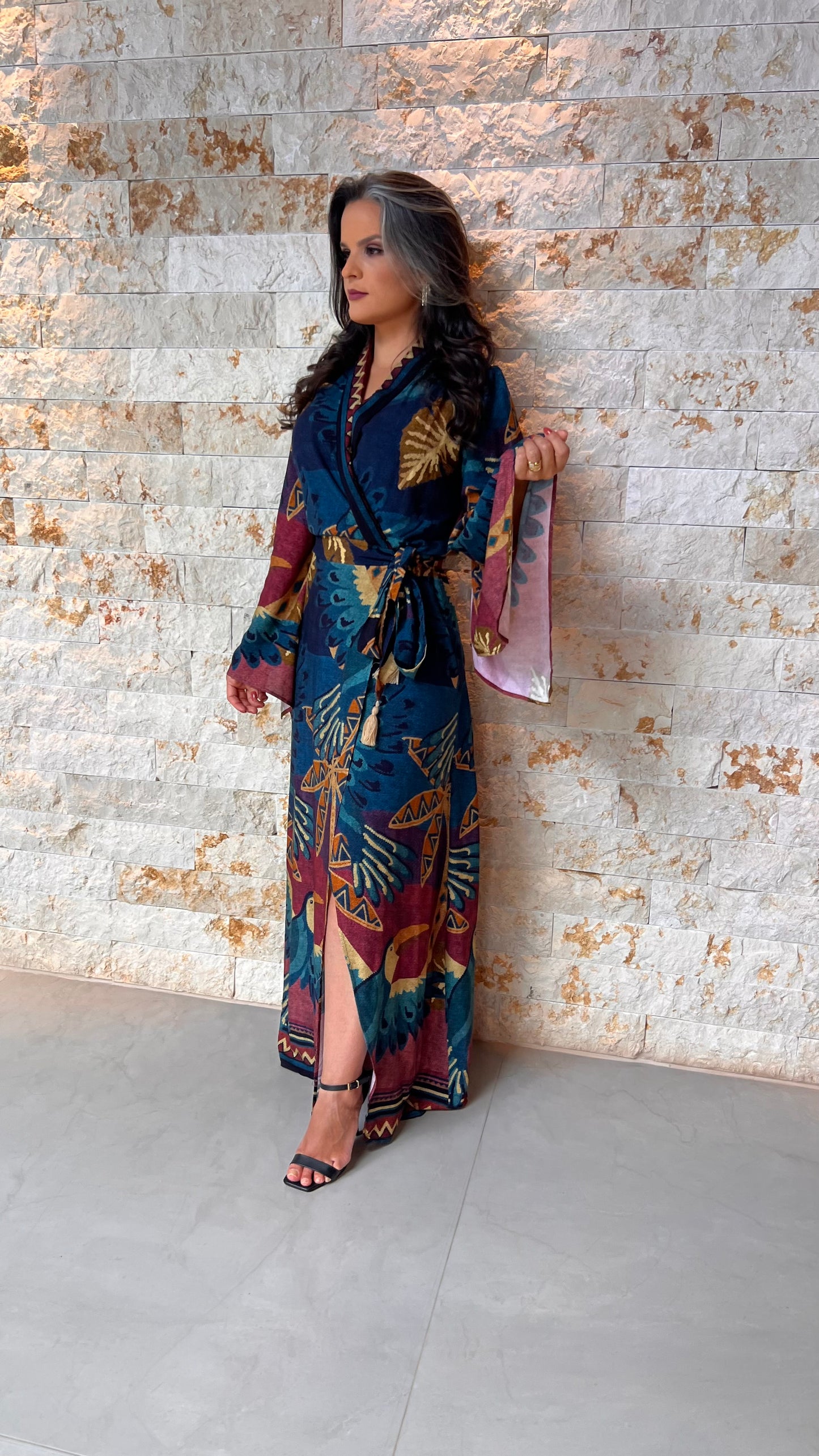 Vestido Transpasse Coqueiro Tucano ARTE- Estampado 5611