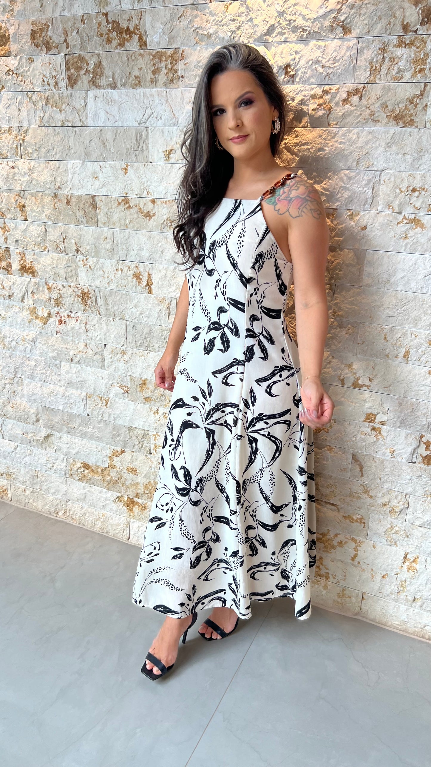 Vestido Midi Alça Fivela ALO- Estampado 5928