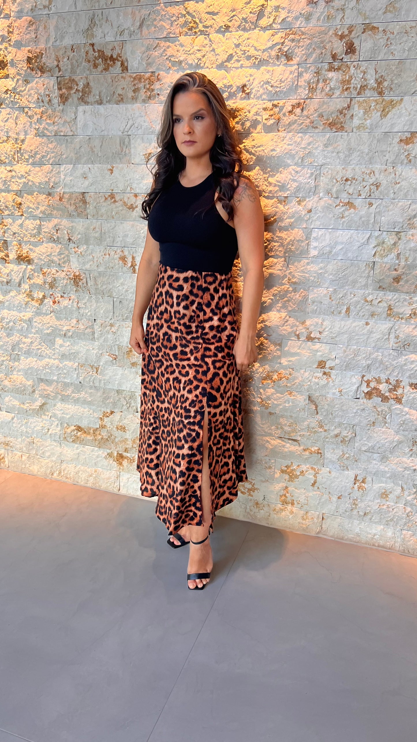 Saia Midi Fenda Animal RIO- Estampado 5603