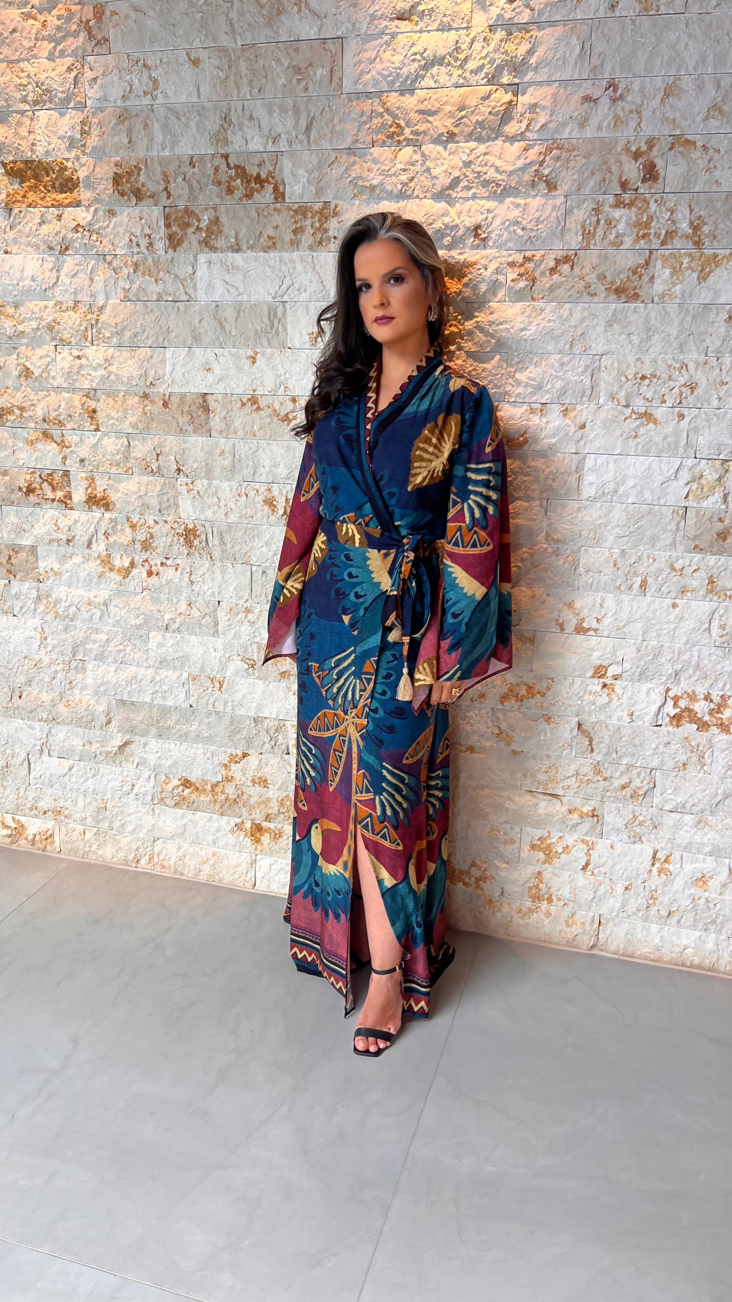 Vestido Transpasse Coqueiro Tucano ARTE- Estampado 5611