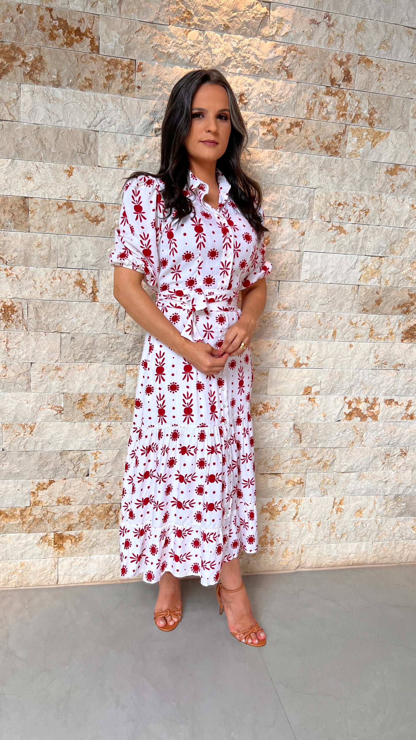 Vestido Midi Flor Natal HELP - Estampado 5495