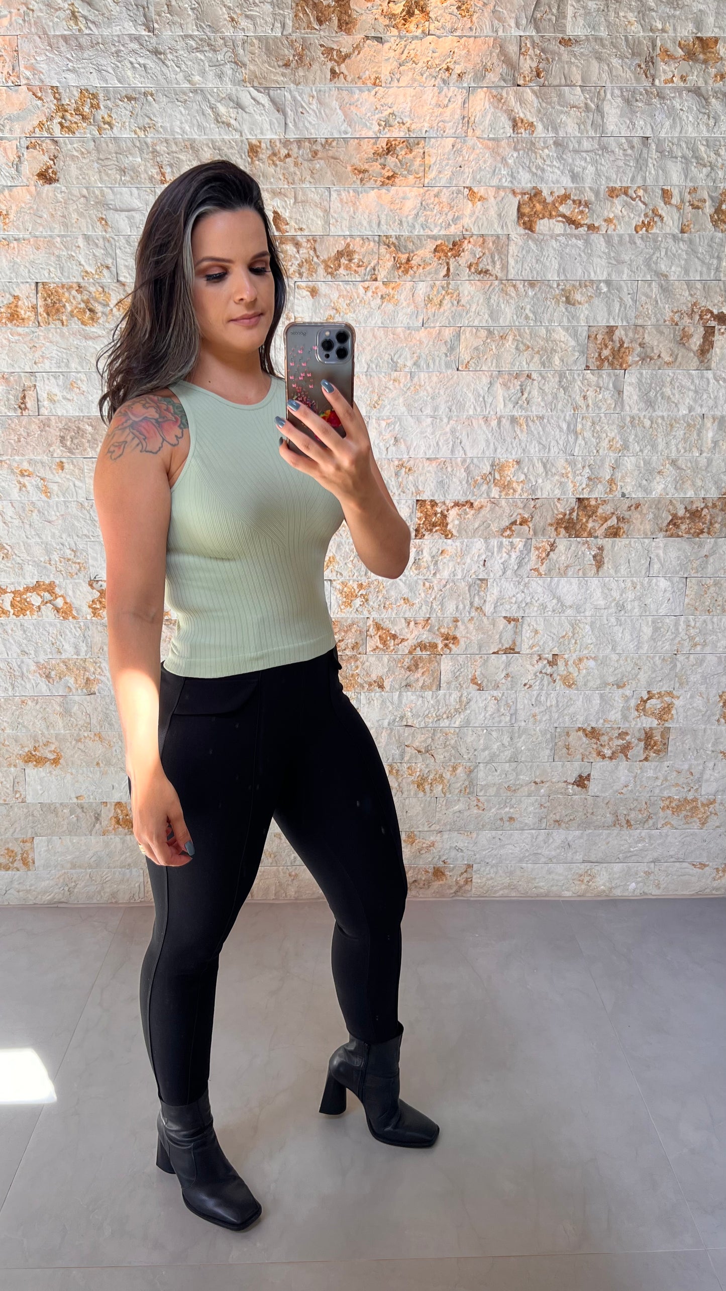 Blusa Cropped Regata Style - Liso Verde 5176