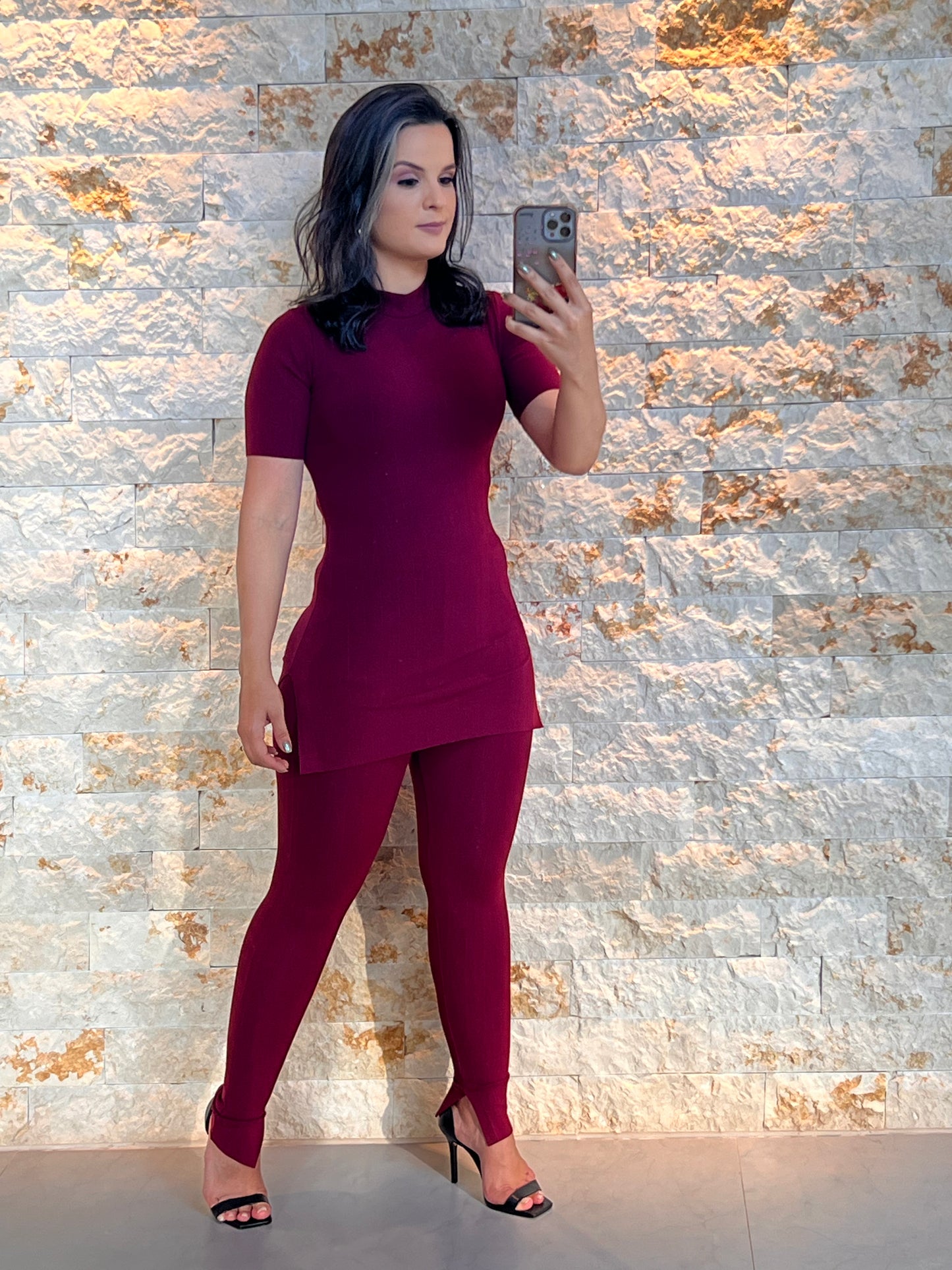 Bali Long Blouse Set- Marsala