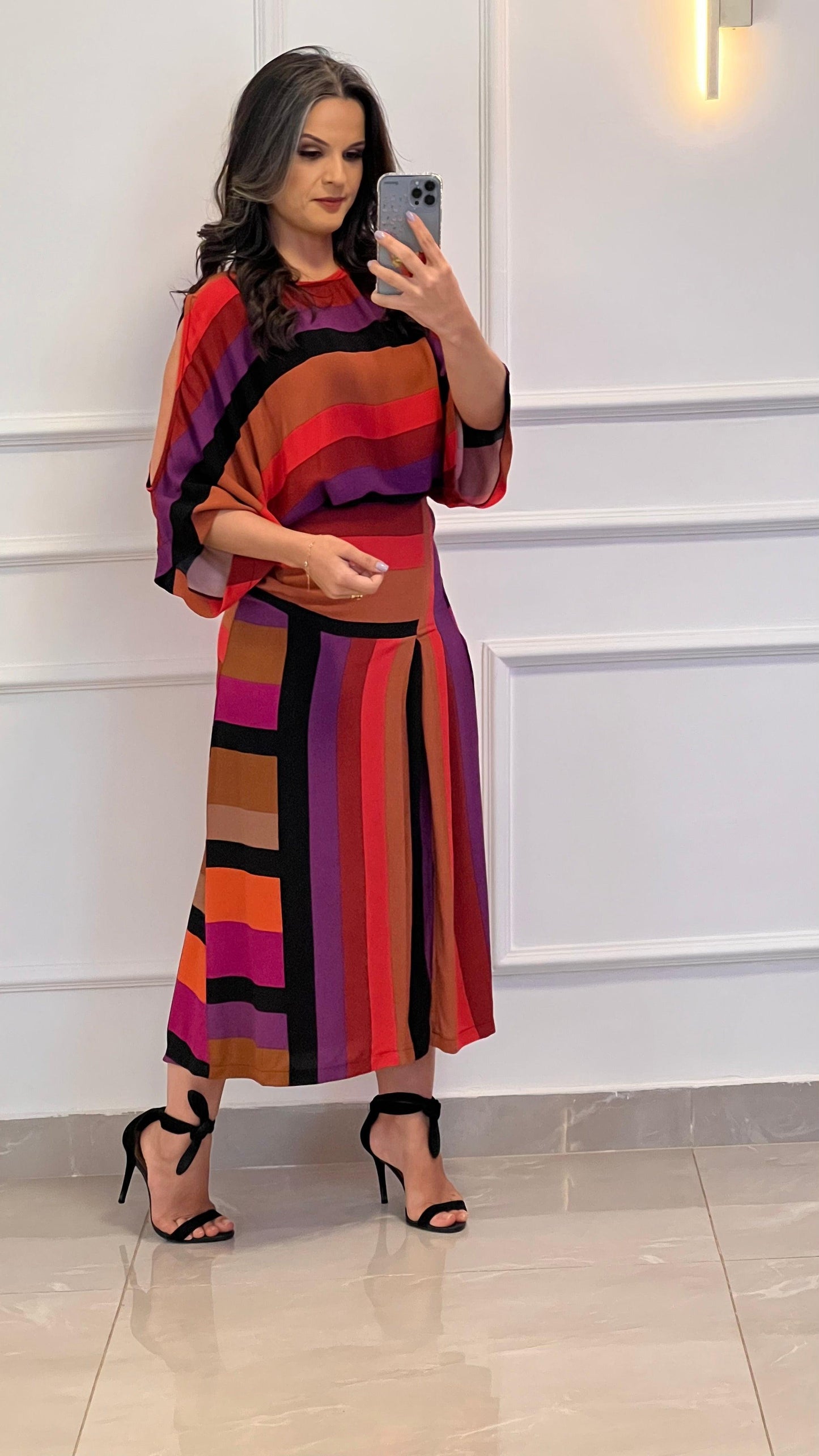 Stripes Midi Skirt - Printed