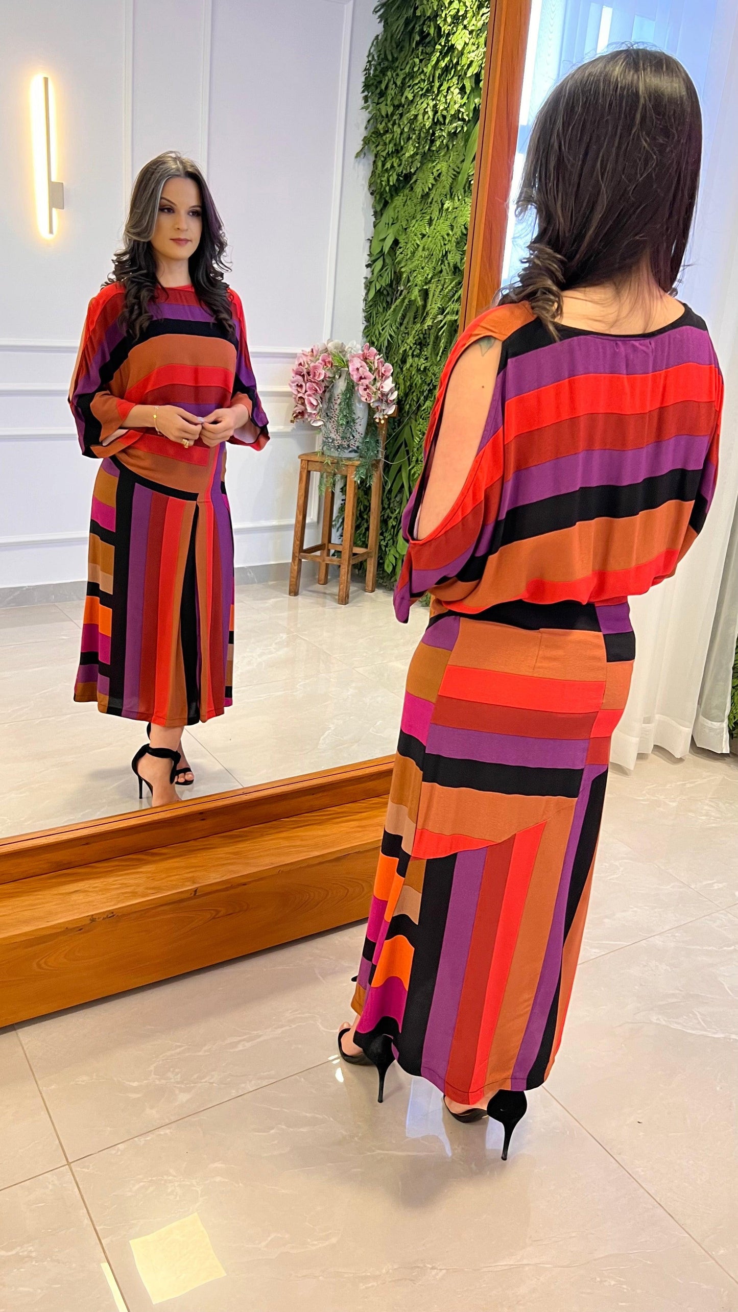 Stripes Midi Skirt - Printed