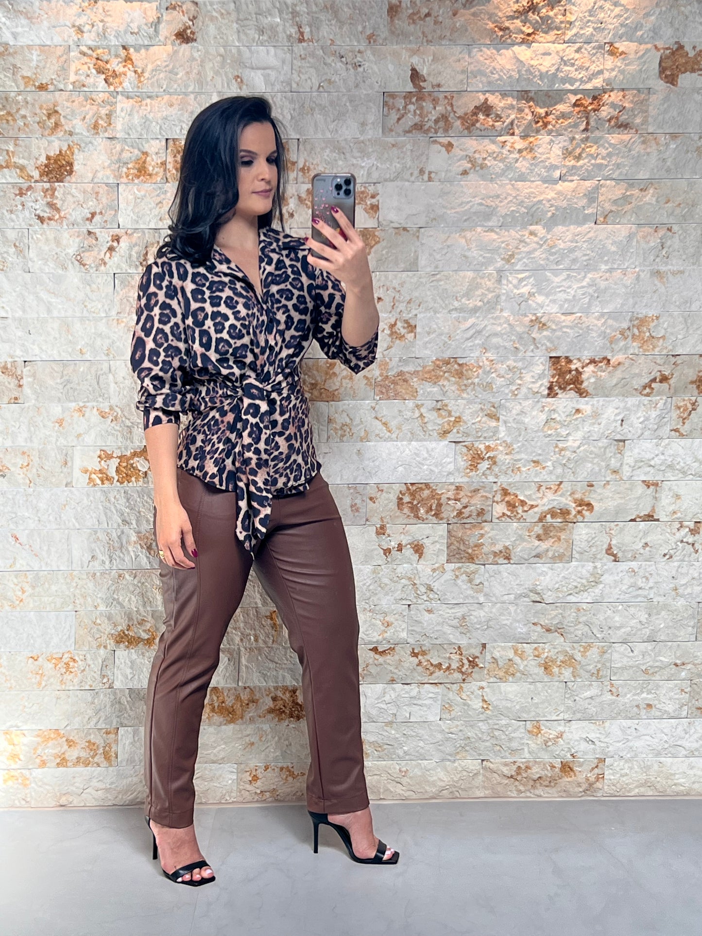 Calça Cinto Couro KA- Marrom 5251
