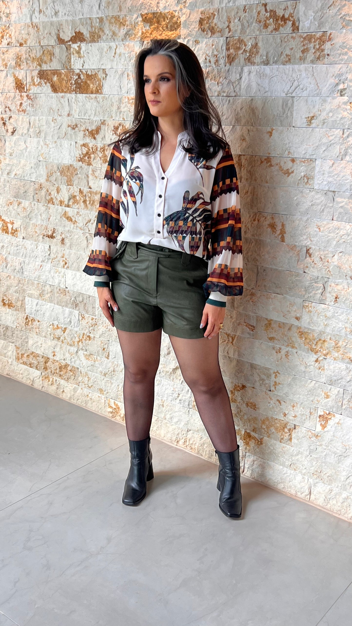 Short Couro Cos Duplo KA- Verde 5248