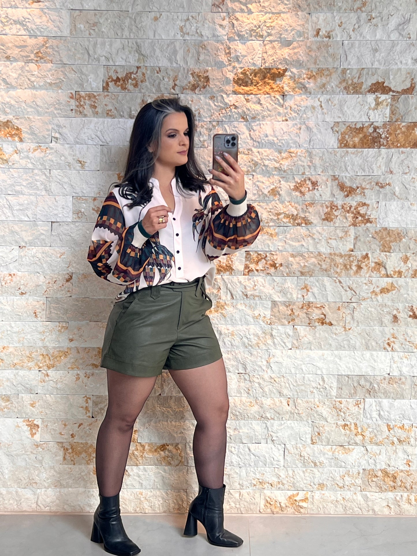 Short Couro Cos Duplo KA- Verde 5248