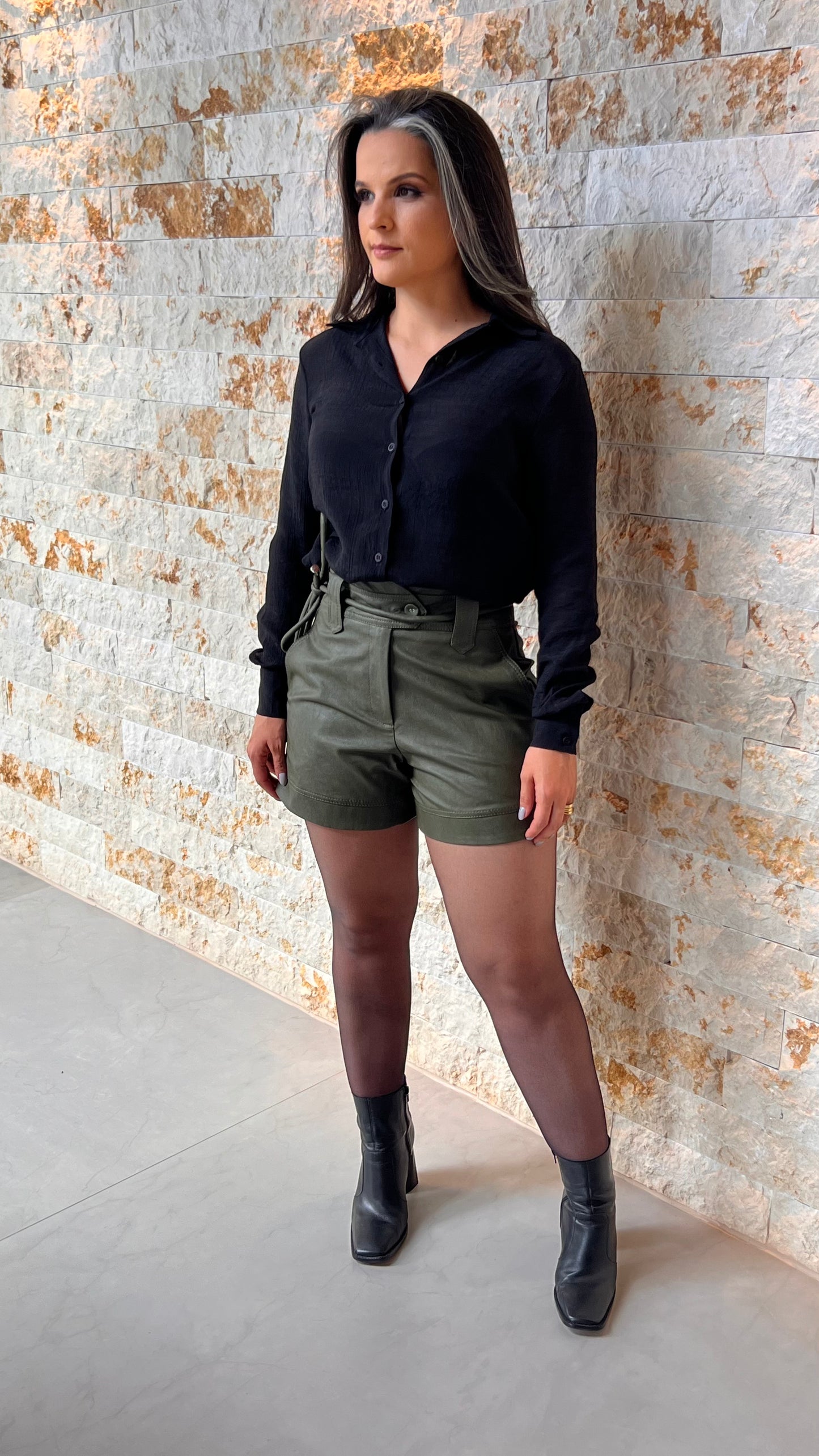 Short Couro Cos Duplo KA- Verde 5248