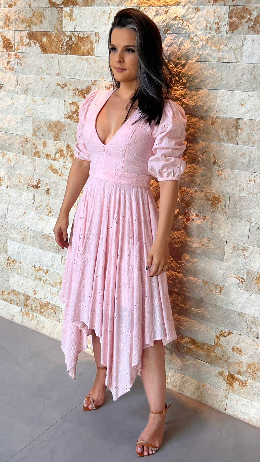 Vestido Midi Lesie Pontas- Rosa 3627