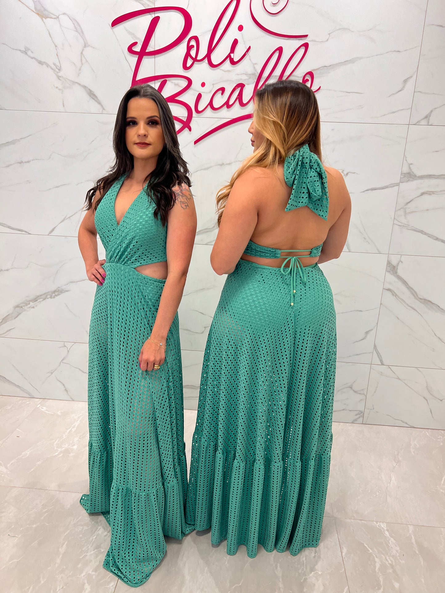 Hot Pants Long Dress - Green