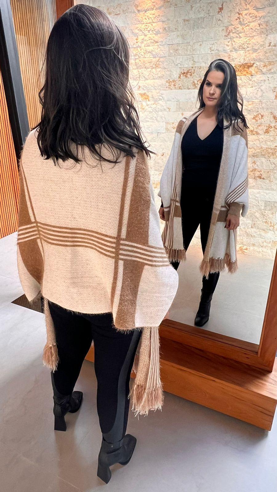 Checkered Pashimina Shawl - Beige