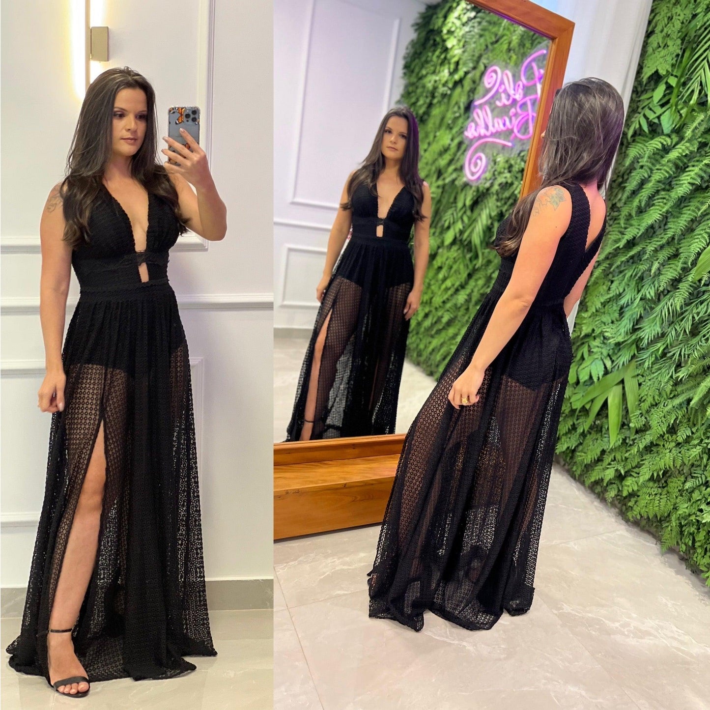 Hot Pants Lesie Long Dress - Black