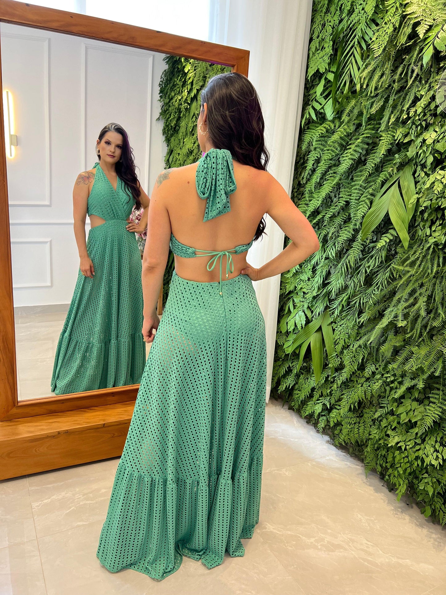 Hot Pants Long Dress - Green