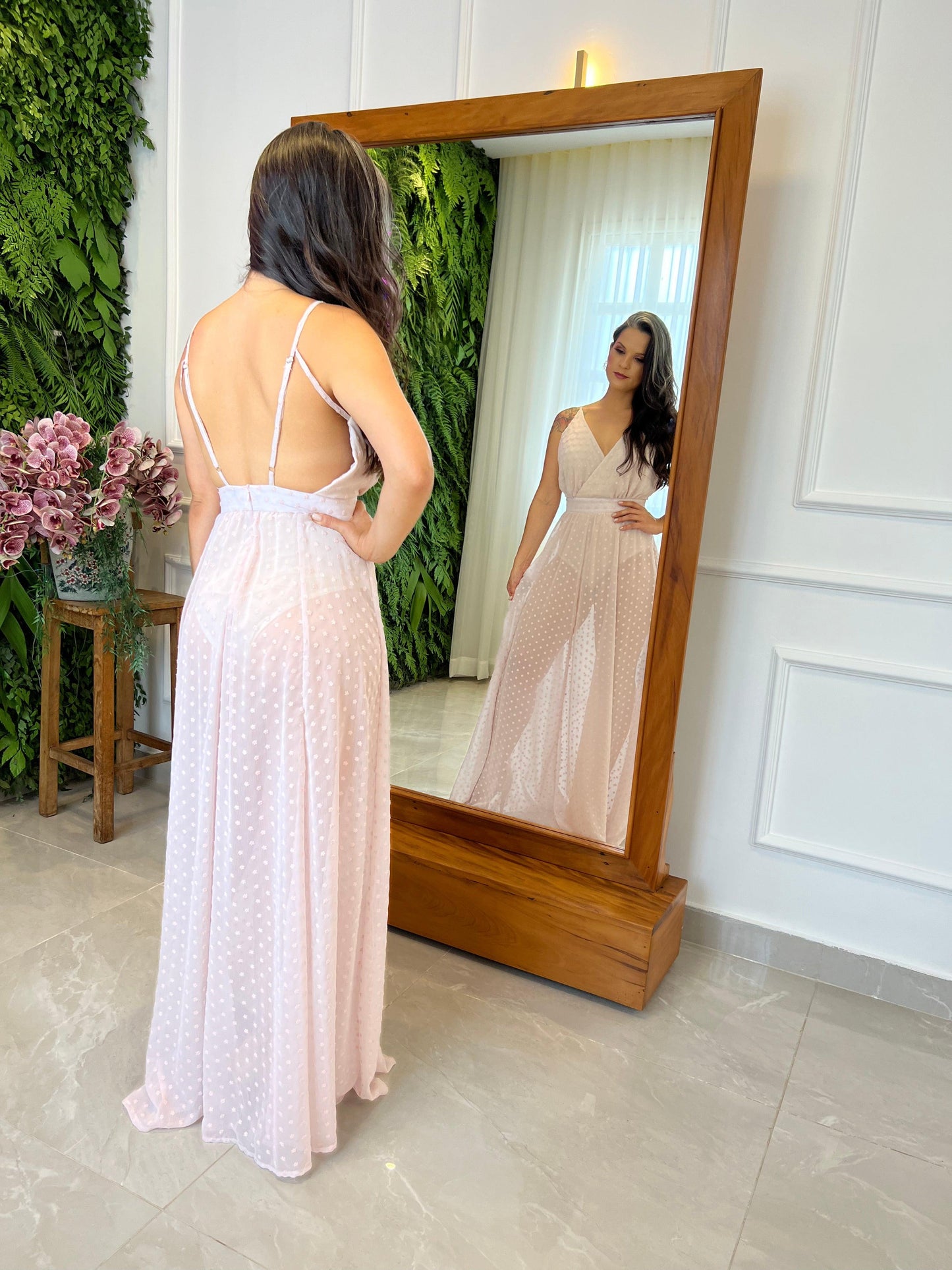 Hot Pants Long Dress - Light Pink