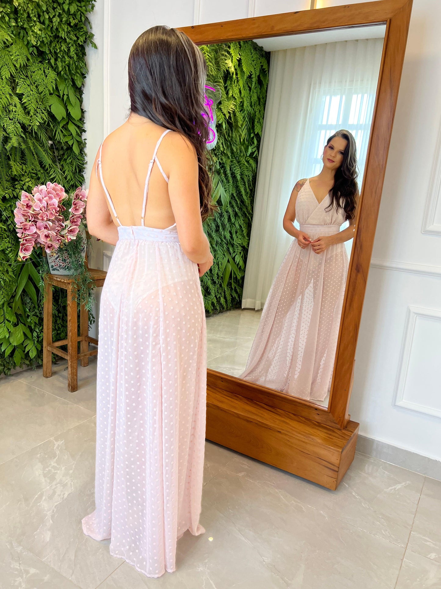 Hot Pants Long Dress - Light Pink