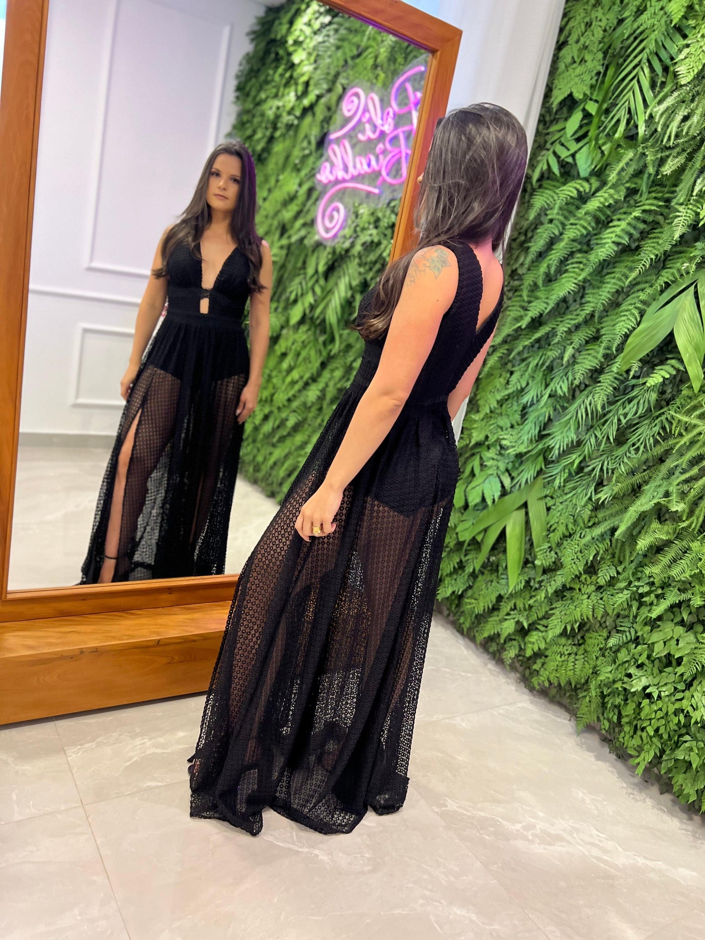 Hot Pants Lesie Long Dress - Black