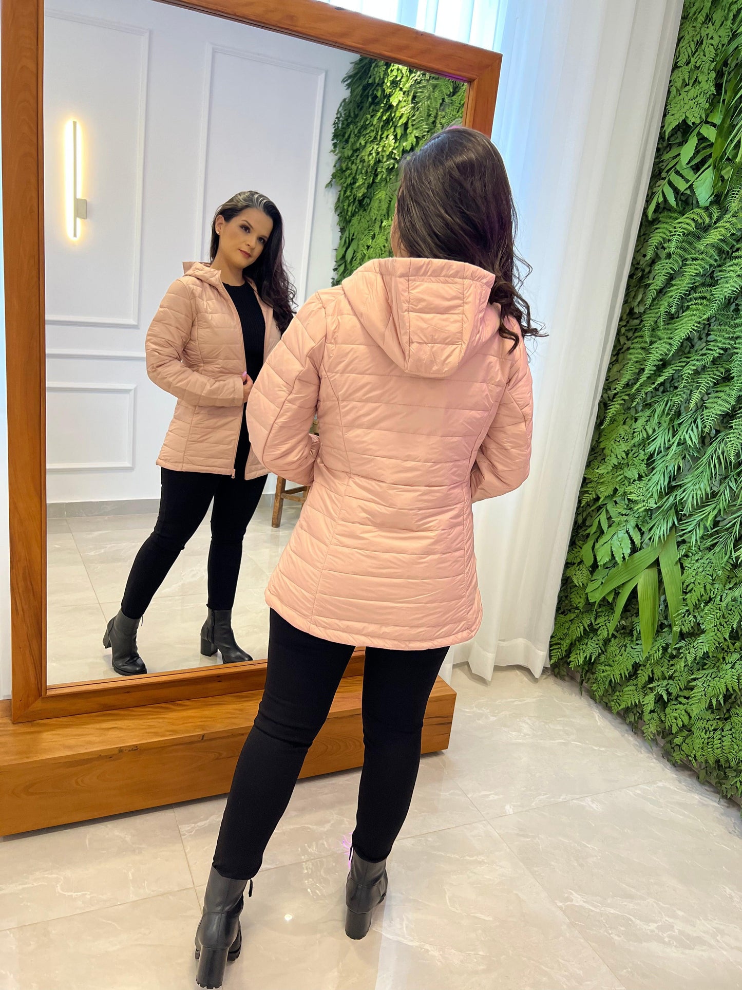Hooded Puffer Jacket - Rose