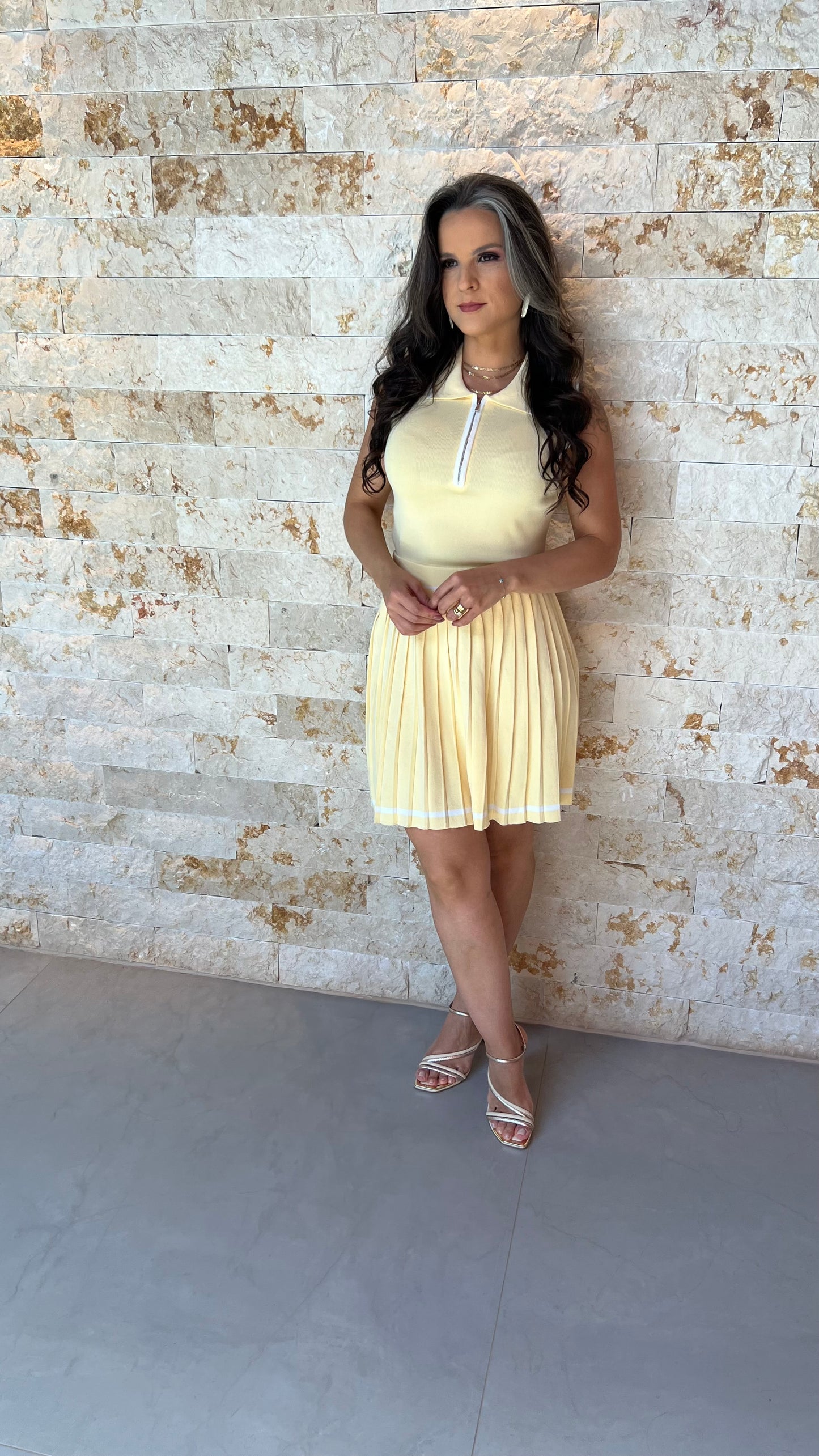 Conjunto Saia e Blusa Tricô School EAG- Amarelo 5908