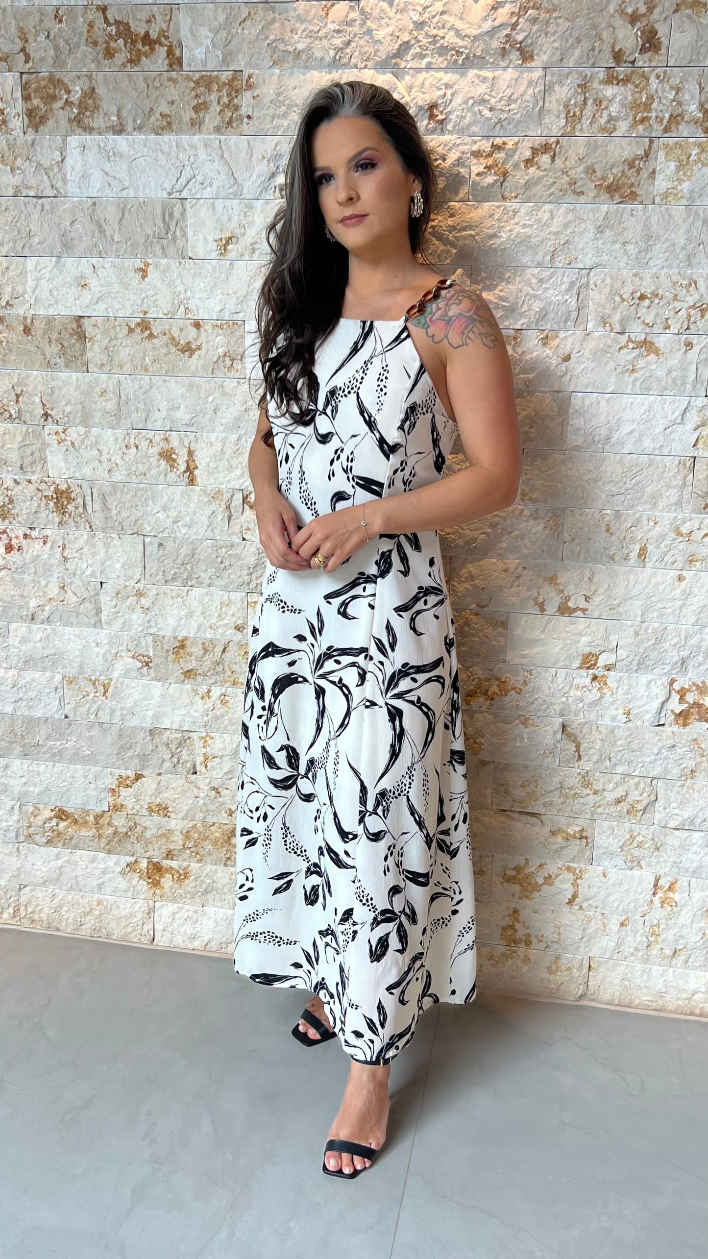 Vestido Midi Alça Fivela ALO- Estampado 5928
