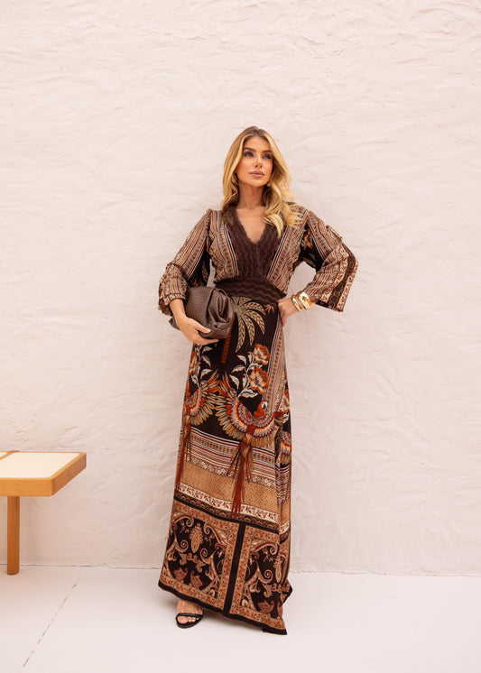 Vestido Longo Golinha Pelo Arara ARTE- Estampado 5705