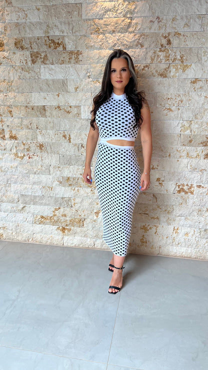 Vestido Midi Tricô POLI- Branco 5893