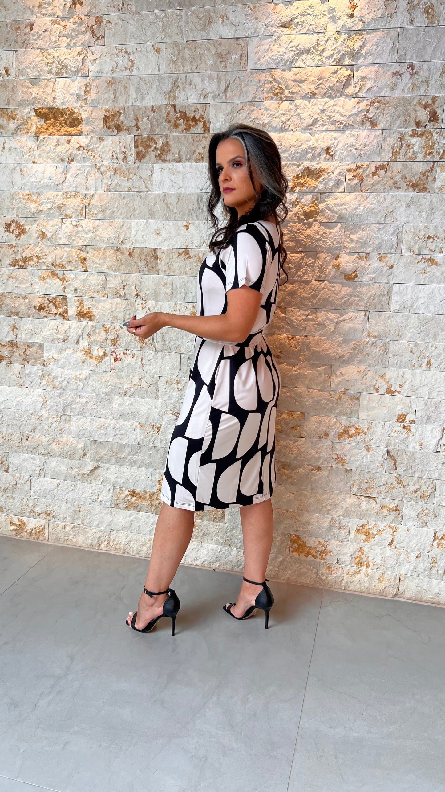 Vestido Midi Abstrato Quadrado CLA- Estampado 5697