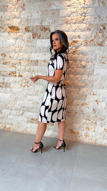 Vestido Midi Abstrato Quadrado CLA- Estampado 5697