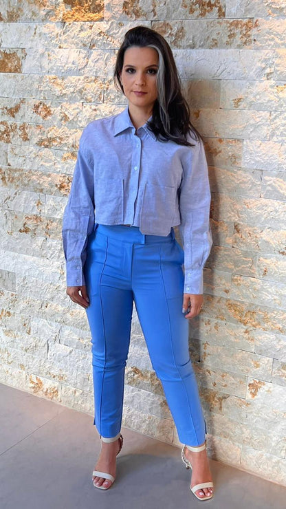 Calça Alfaiataria Tecido Portinari - Liso Azul Claro 5253