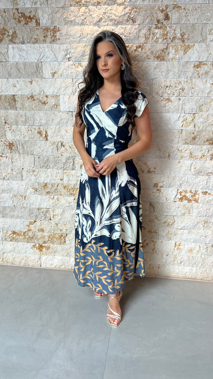 Vestido Midi Detalhe Ombro PIS- Estampado 5920