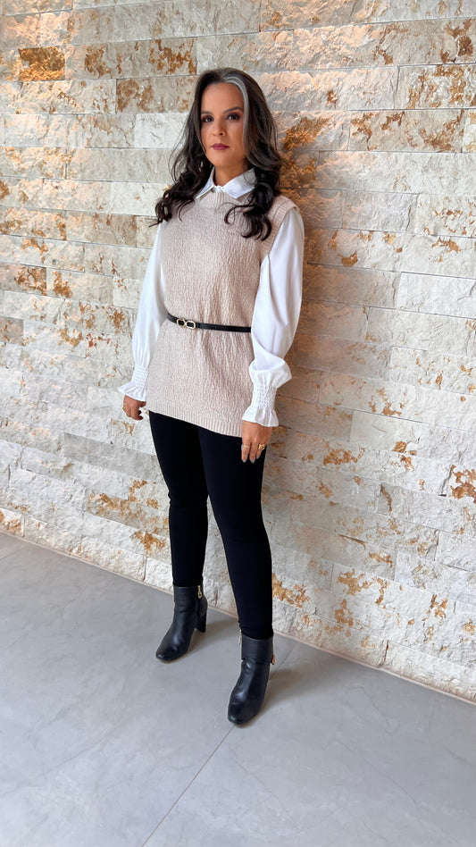 Camisa com Colete EAG- Nude 5693