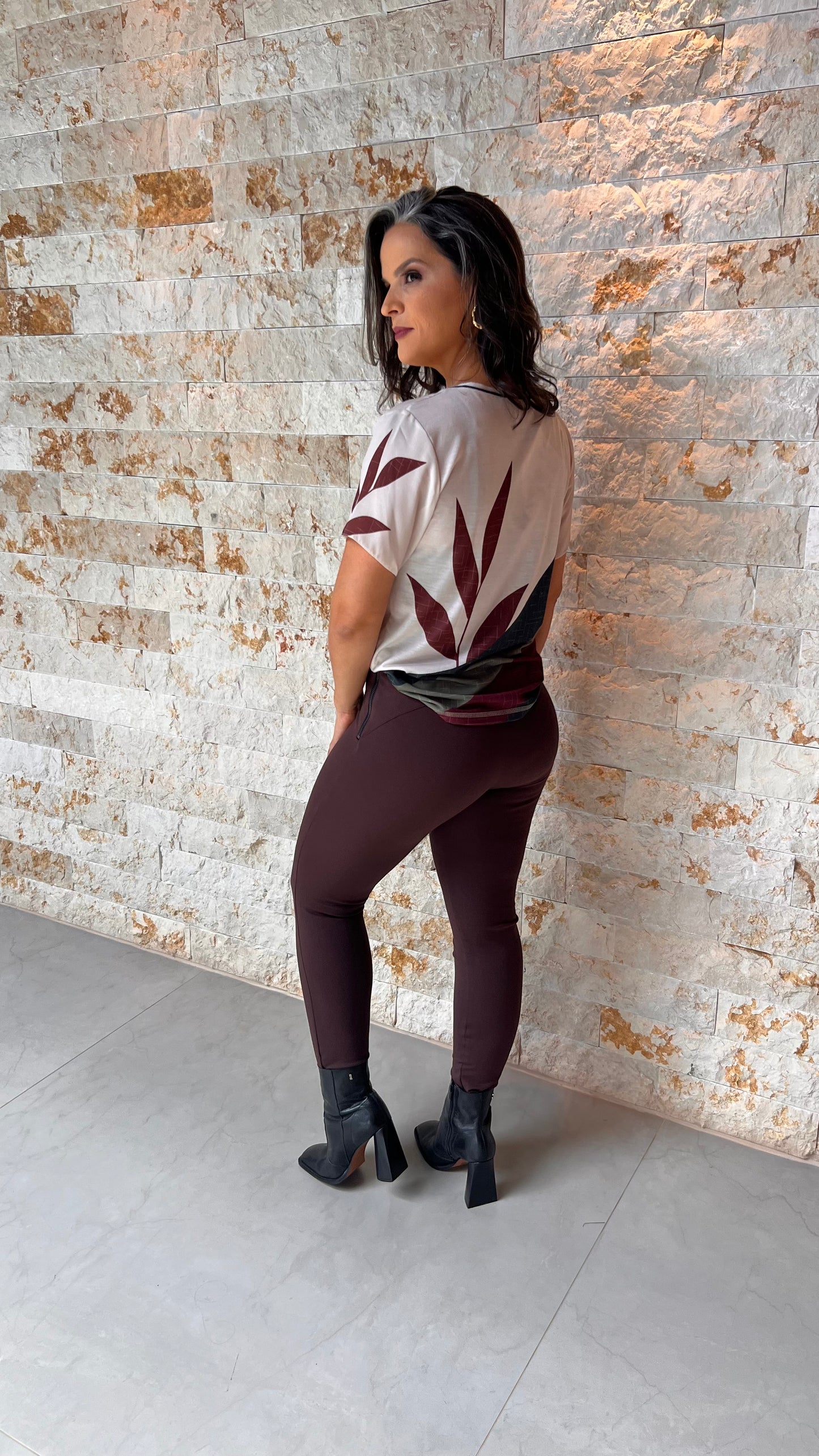 Blusa Gola Trico Bicolor YU- Estampado