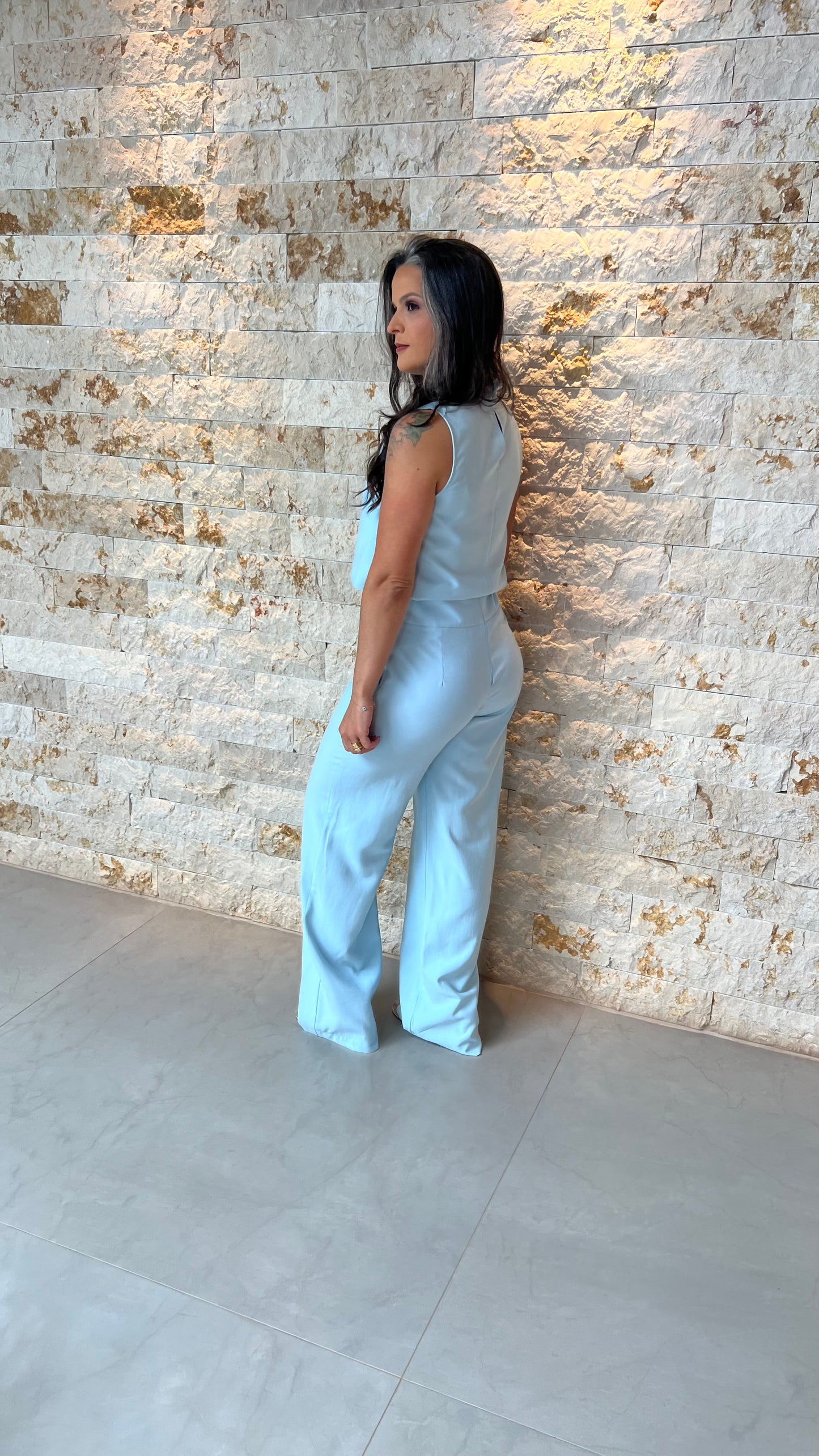 Conjunto Calça e Blusa Botões JEN- Azul 5892