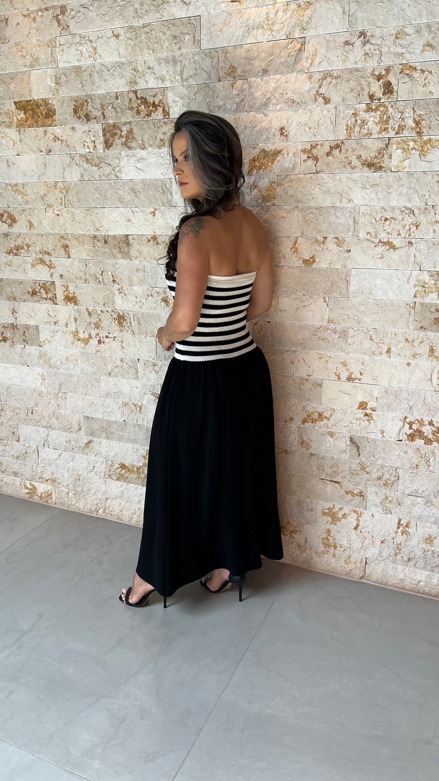 Vestido Midi Tricô Tomara que Caia POLI- Preto 5913