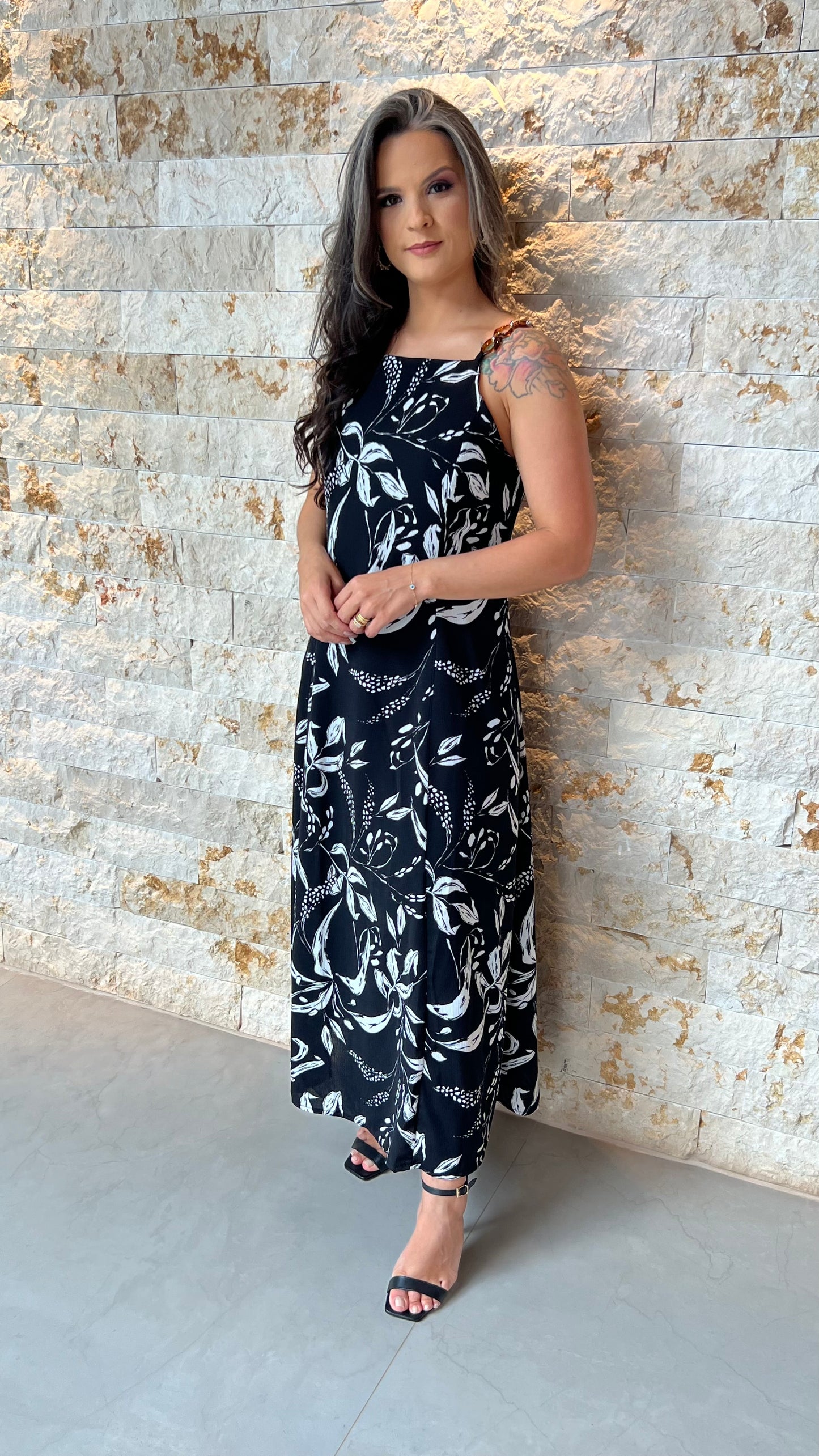 Vestido Midi Alça Fivela ALO- Estampado 5928